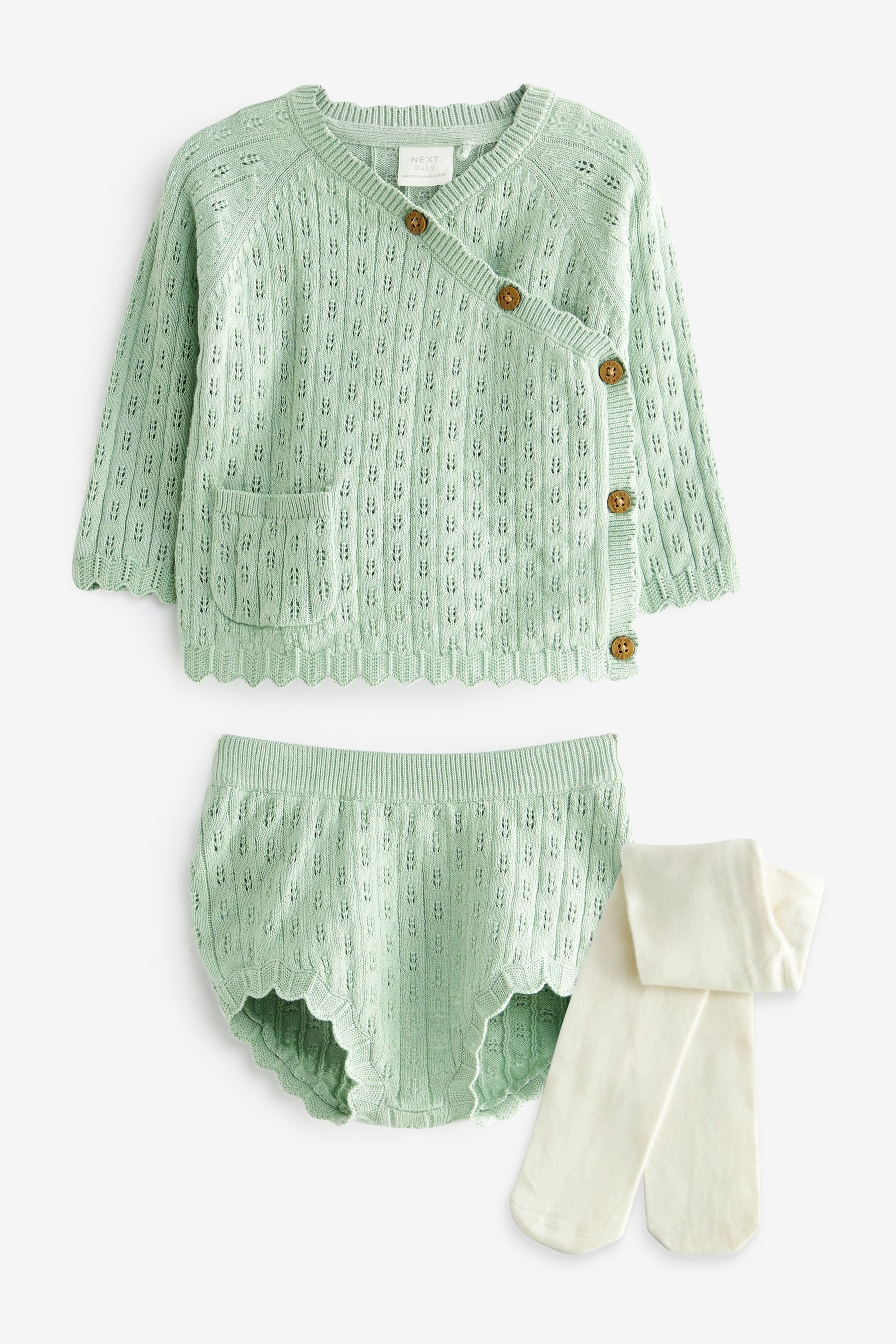 Next Strickpullover Baby-Pullover-Set mit Hose, passende Strumpfhose (3-tlg)