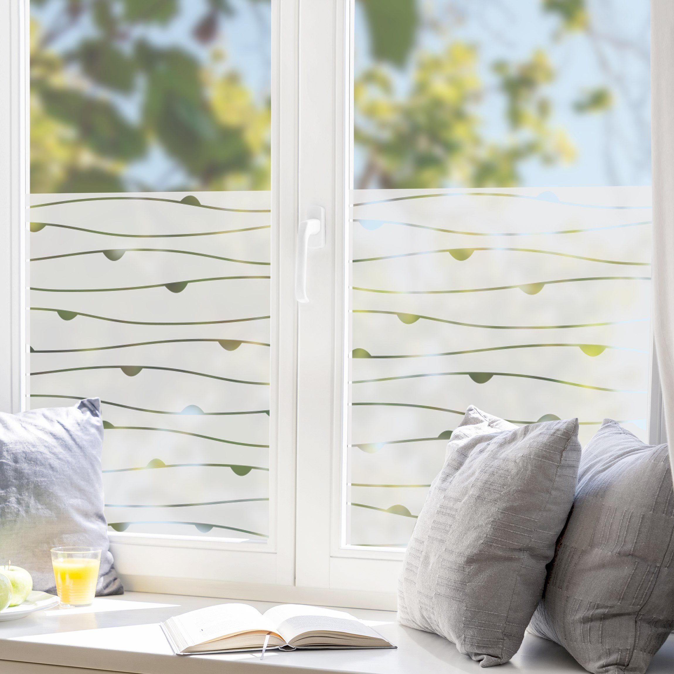 Bilderdepot24 Fensterfolie statisch haftend Motiv Fensterdeko Halbkreisen II Muster, blickdicht, Innen Fenster Tür Balkontür Küche Badezimmer Wohnzimmer Schlafz – Bild 2 von 5