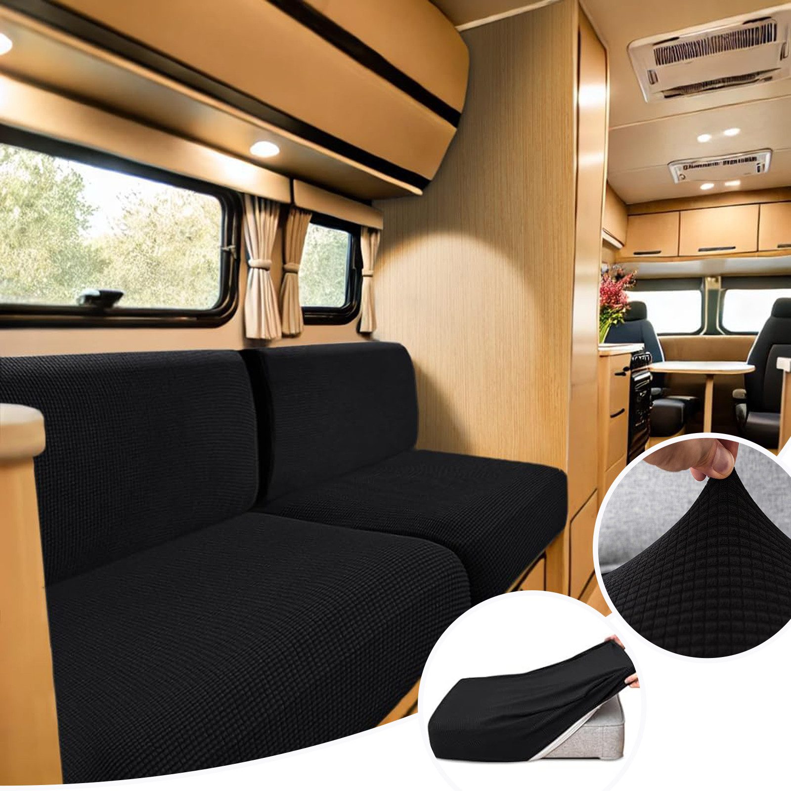 BTTO Sitzflächenhusse 2 Stück Wasserdicht Jacquard-Sofabezug, Stretch Sitzkissenbezug, Sofa Sitzkissenbezug Für Schonbezug Wohnwagen Polster