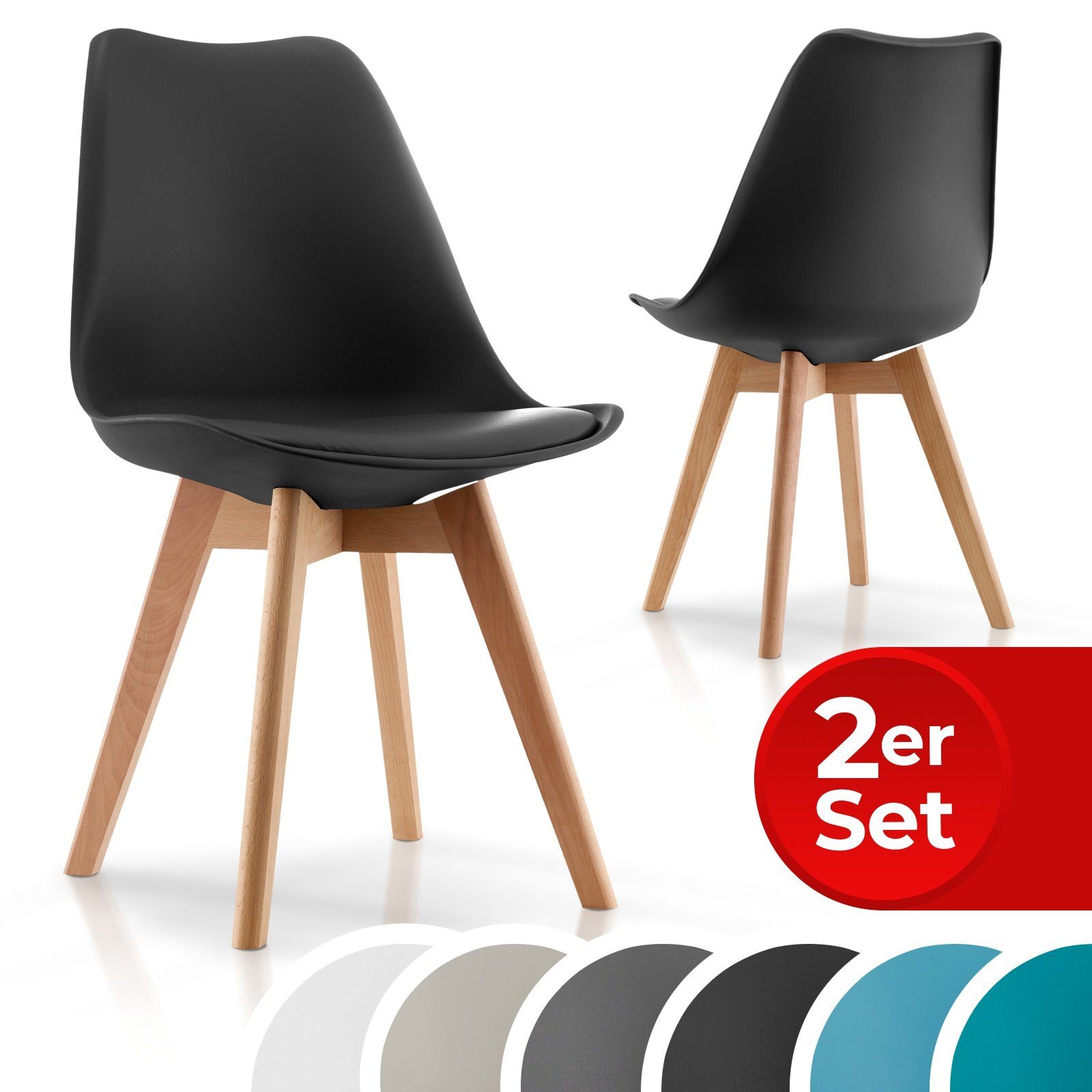 VENDOMNIA Esszimmerstuhl Esszimmerstühle, Küchenstühle, Kunststoffstühle (2er, 4er, 6er, 8er Set, Farben: Weiß, Schwarz, Grau, Minzgrün, Türkis, Beige), modern Kunstleder gepolstert Sitzfläche holzbeine Schalenstühle