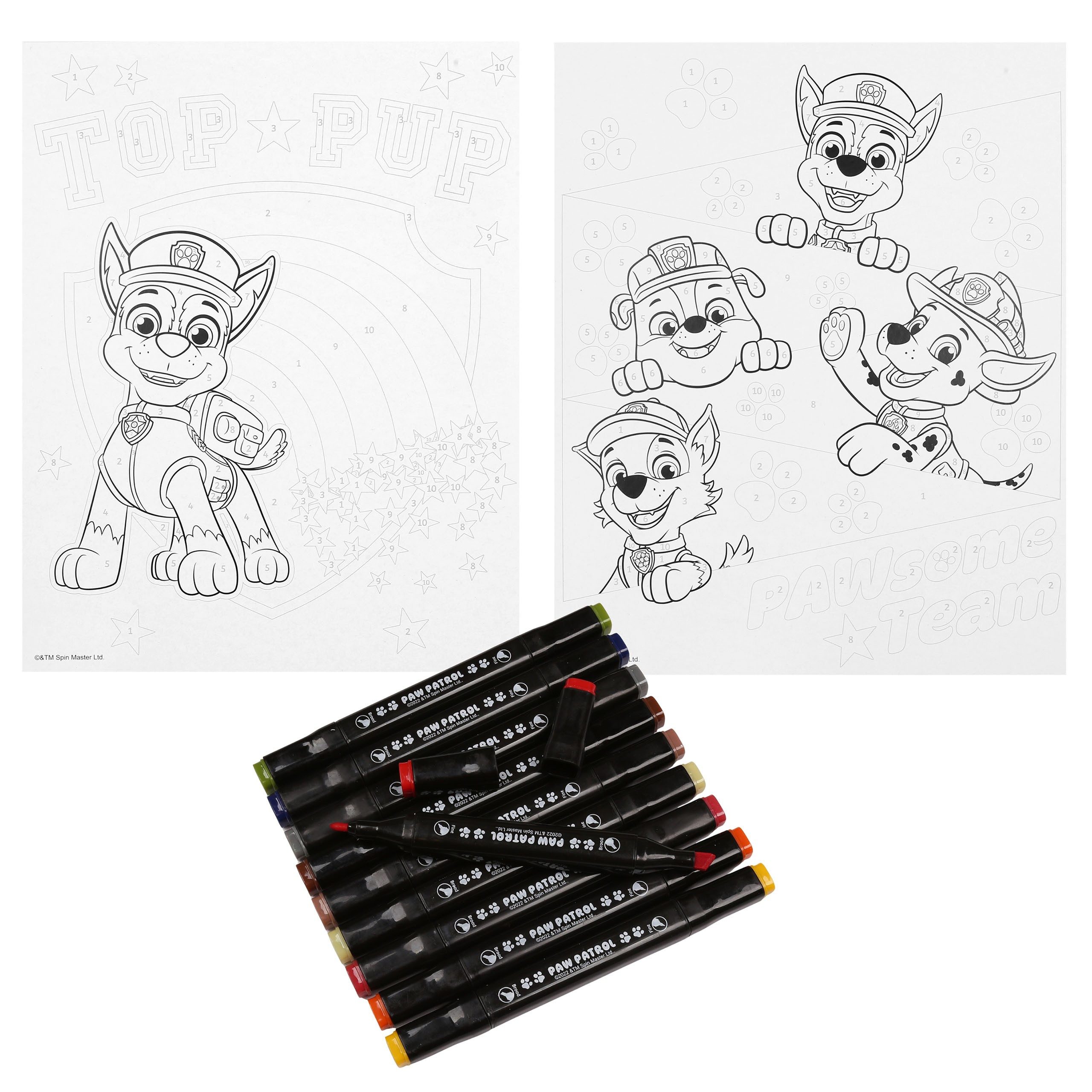 PAW PATROL Malen nach Zahlen Paw Patrol Malset Malbuch mit Markern, Malen nach Zahlen