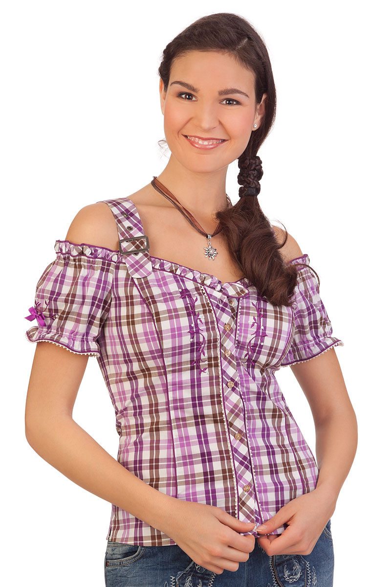 Spieth & Wensky Trachtenbluse Trachtenbluse - WESPE - blau, beere