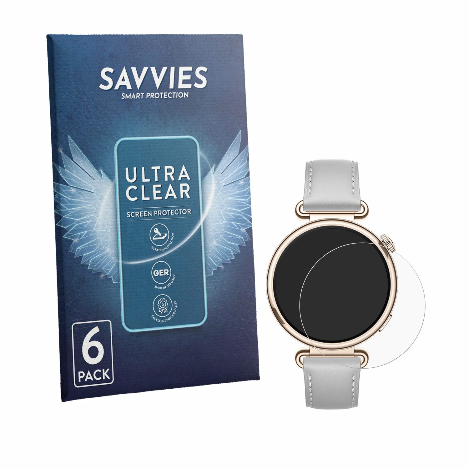 Savvies Displayschutzfolie Schutzfolie für Huawei Watch GT 7 (41 mm), 6 Stück, Displayschutz Schutz Folie Klar Transparent