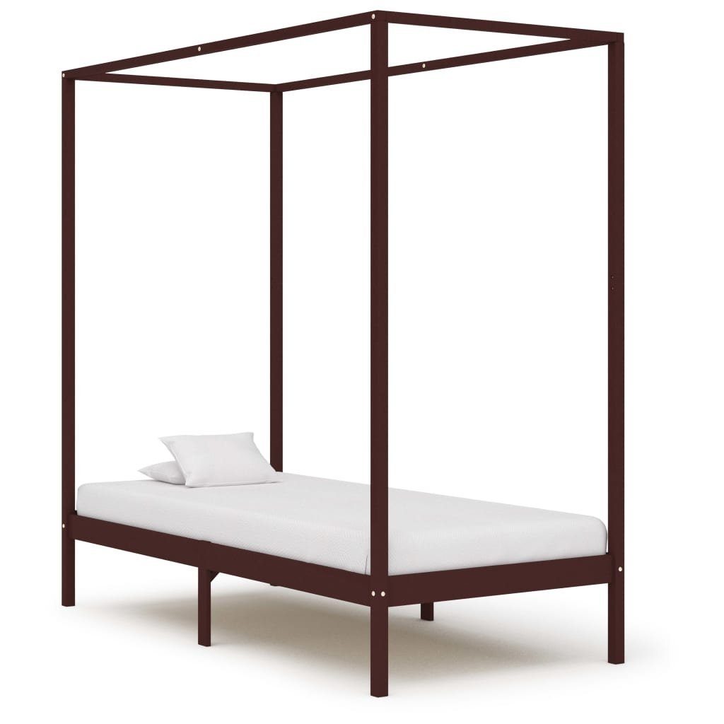 vidaXL Himmelbett aus Kiefer in Dunkelbraun (LxBxH: 204x94x200 cm)