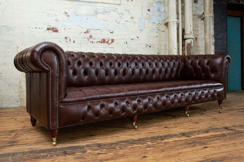 Made Leder Chesterfield-Sofa JVmoebel Klassische Luxus Europa Sofa Leder 1 Sofort, Teile, in 4 100% Chesterfield Sitzers