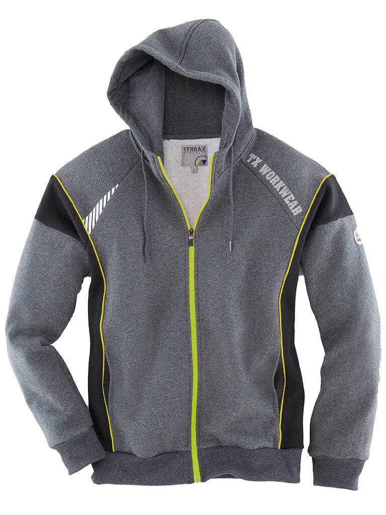 Terrax Workwear Kapuzensweatjacke Herren Sweatjacke mit Kapuze und reflekti günstig online kaufen