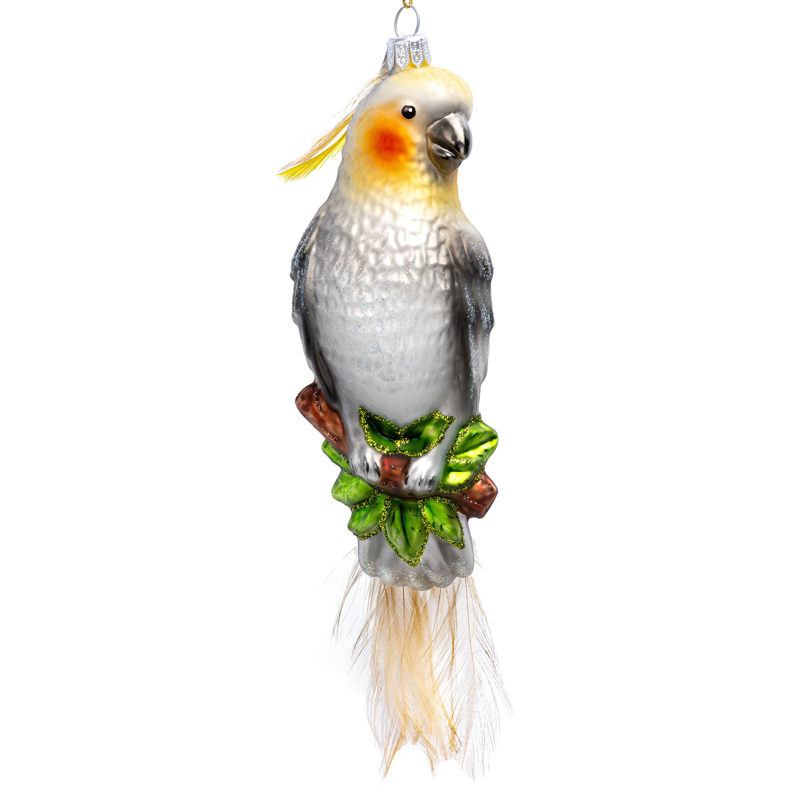 Christbaumschmuck BS759 Nymphensittich Glas Figur Premium Weihnachtsbaum Anhänger