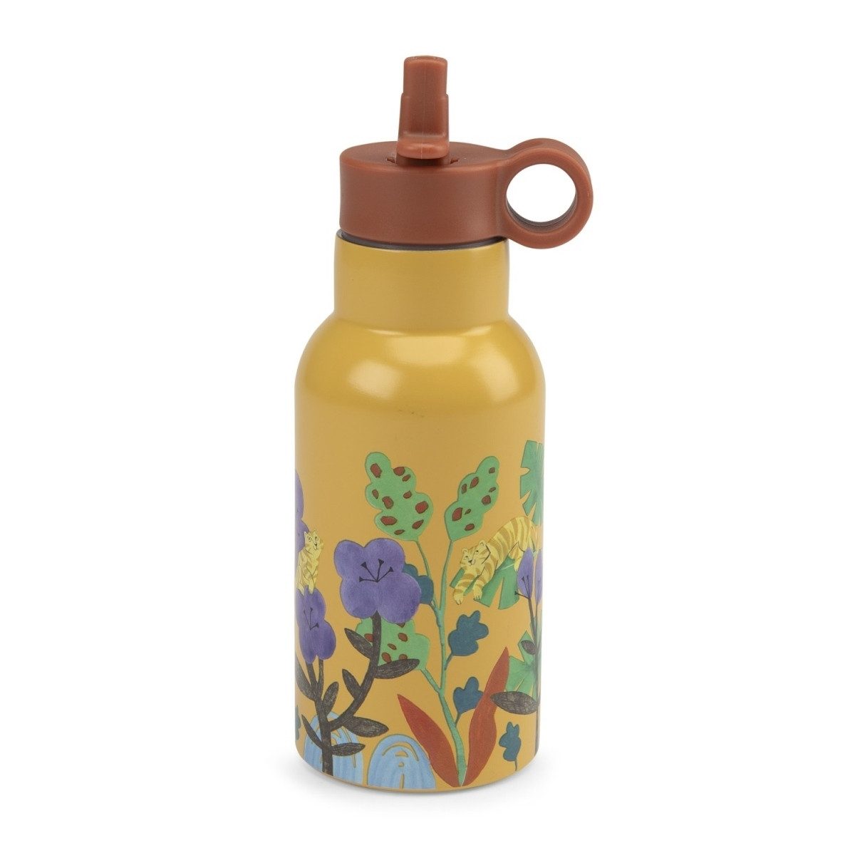 Moulin Roty Trinkflasche Kinder-Wasserflasche 350 ml, Edelstahl & Trinkhalm, ab 3 Jahren