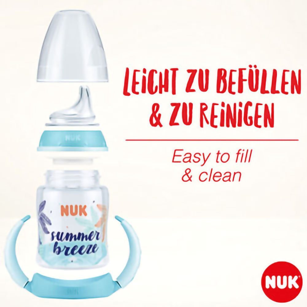 NUK Babyflasche NUK First Choice Beach blau mit 6-18M Editon Griff Trinklernflasche 150ml
