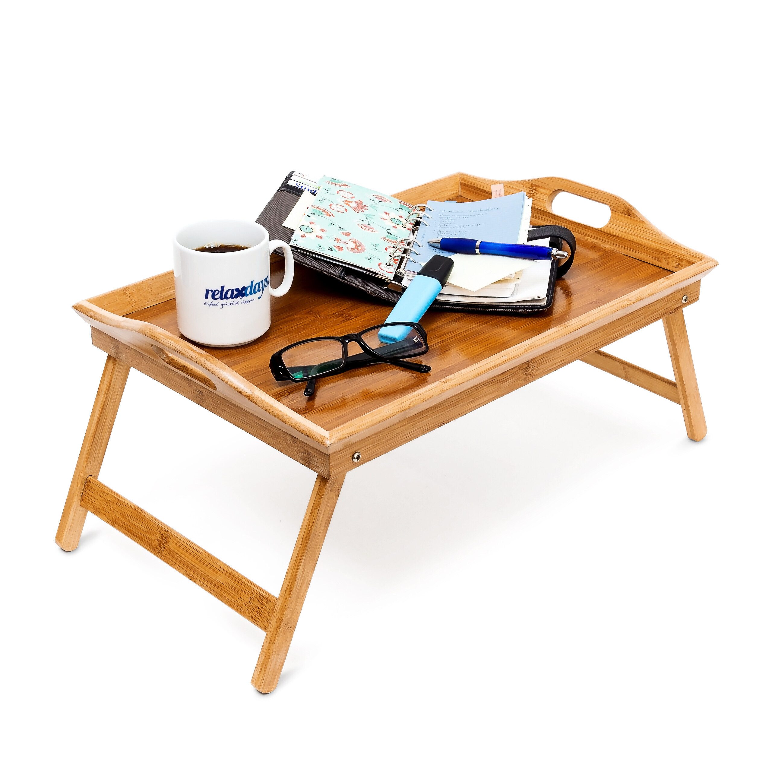 relaxdays Tablett Betttablett Bambus lackiert klappbar, Bambus, (1-tlg)