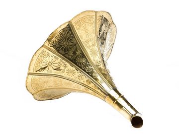 Aubaho Dekoobjekt Trichter Grammophon Horn goldfarben mit Verzierungen im antik Stil