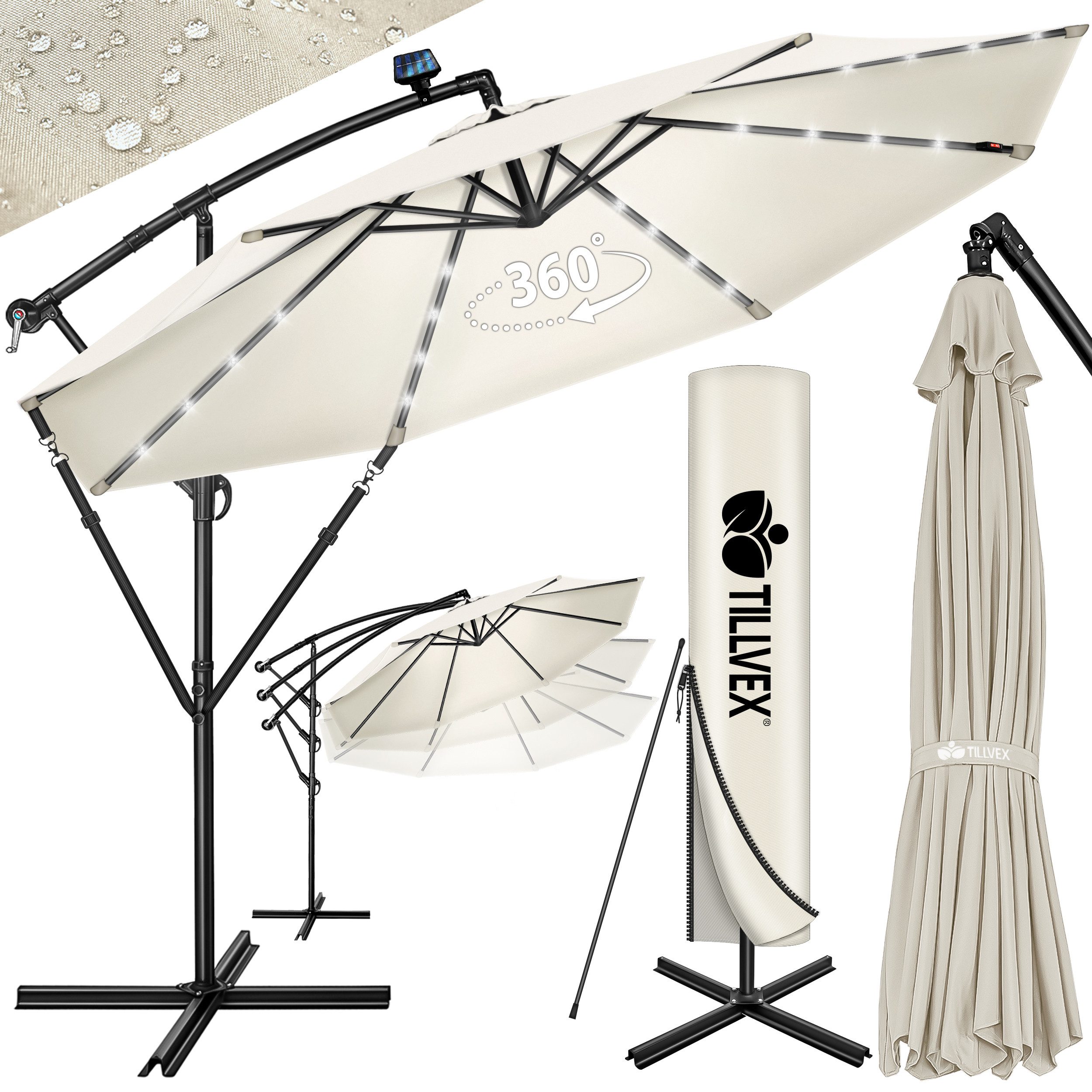 tillvex Sonnenschirm tillvex® Sonnenschirm LED Solar günstig online kaufen