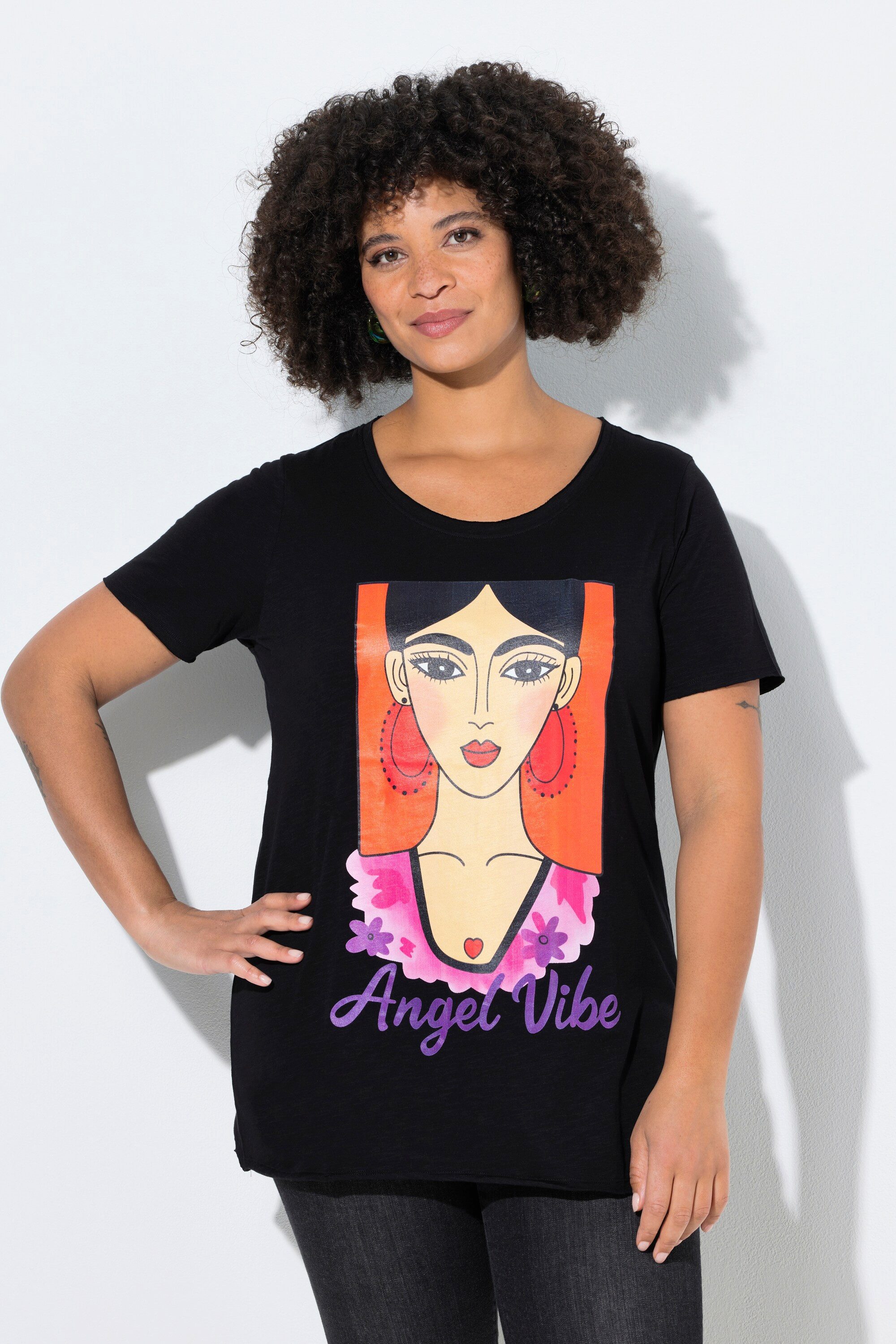 T-Shirt T-Shirt Frauen-Motiv offene Kanten Halbarm