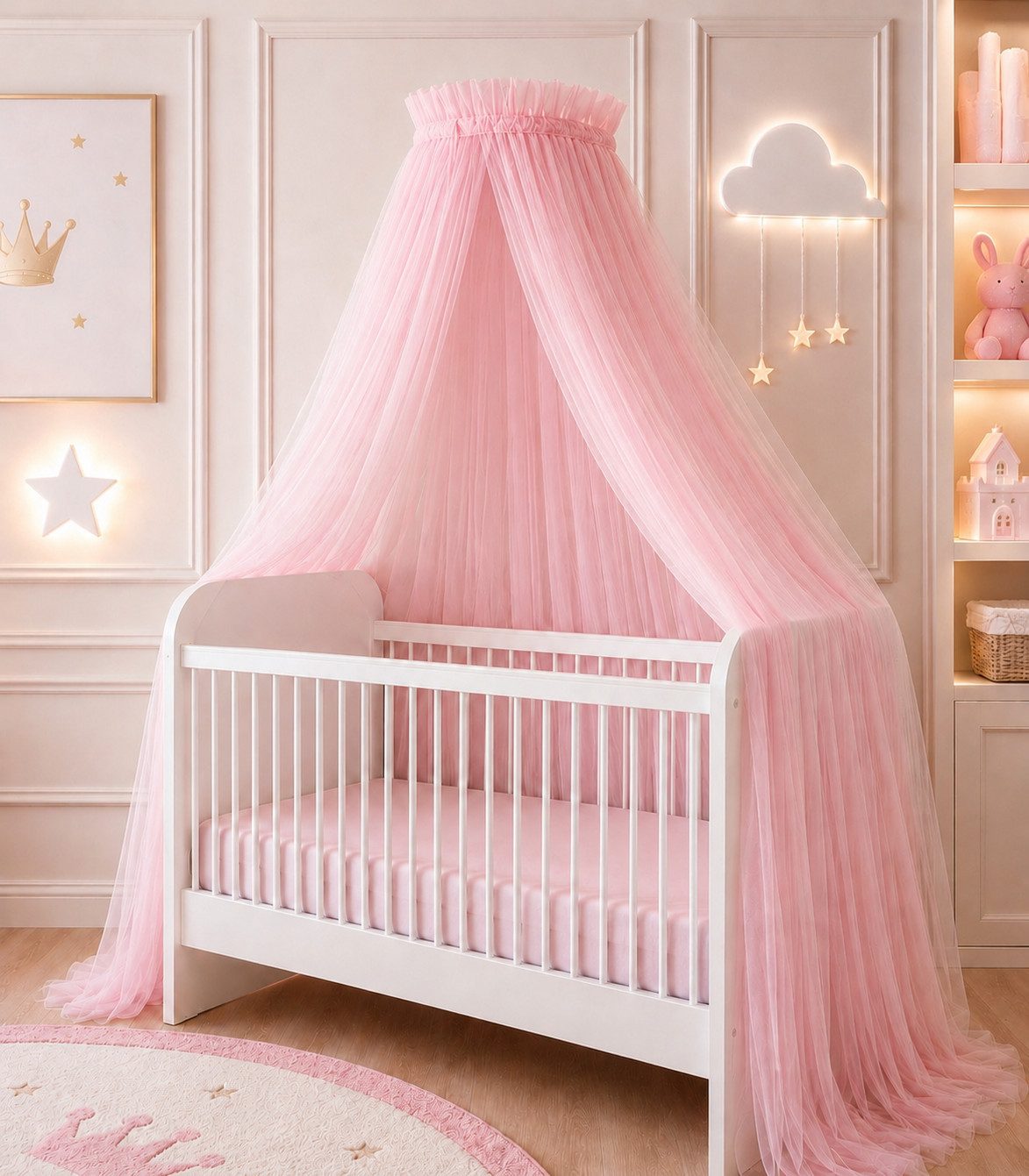 Baby Fancyroom Betthimmel Betthimmel aus 12 Meter Tüll aus 1. Klasse für Kinderbett Gitterbett, Himmel für Babybett Kinderbett