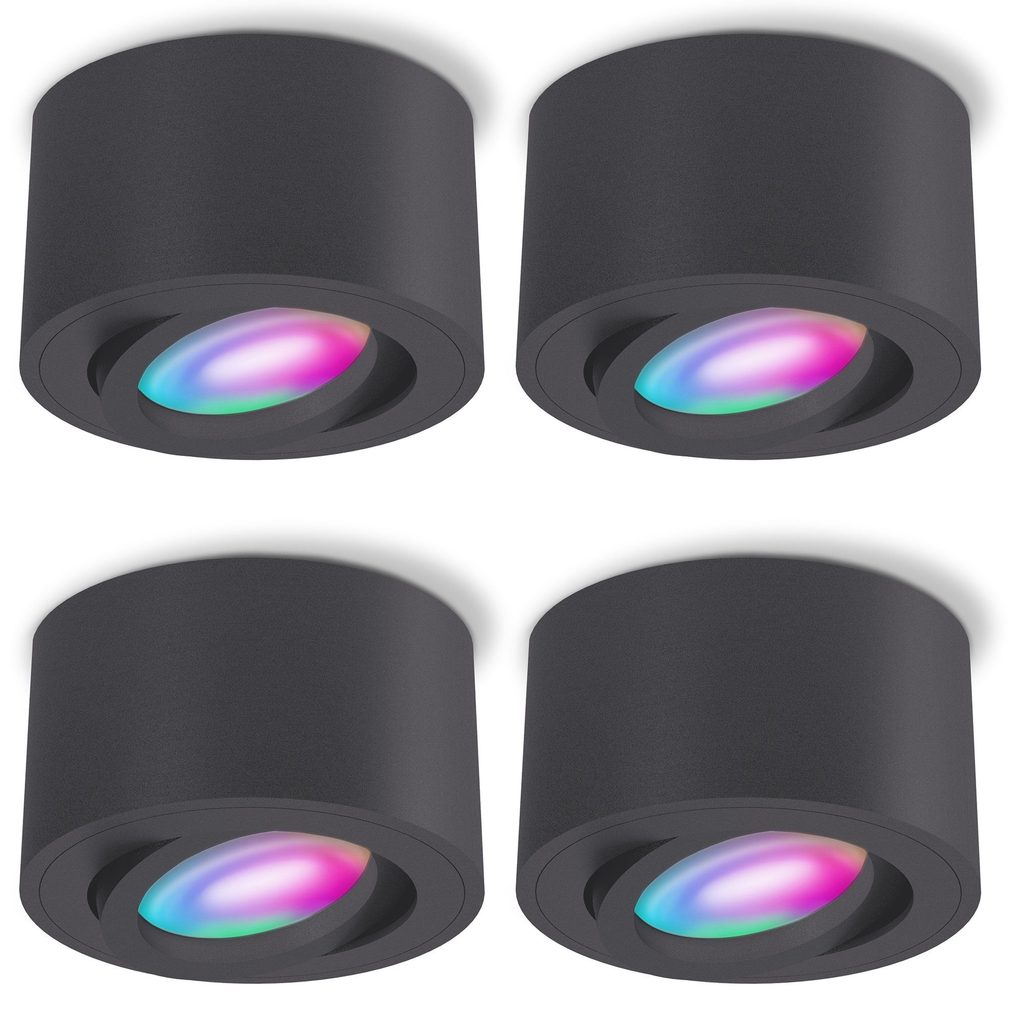 SSC-LUXon Aufbauleuchte CELI-1N Aufbauspot flach anthrazit schwenkbar mit Smart Wifi RGB LED, Warmweiß bis Tageslicht