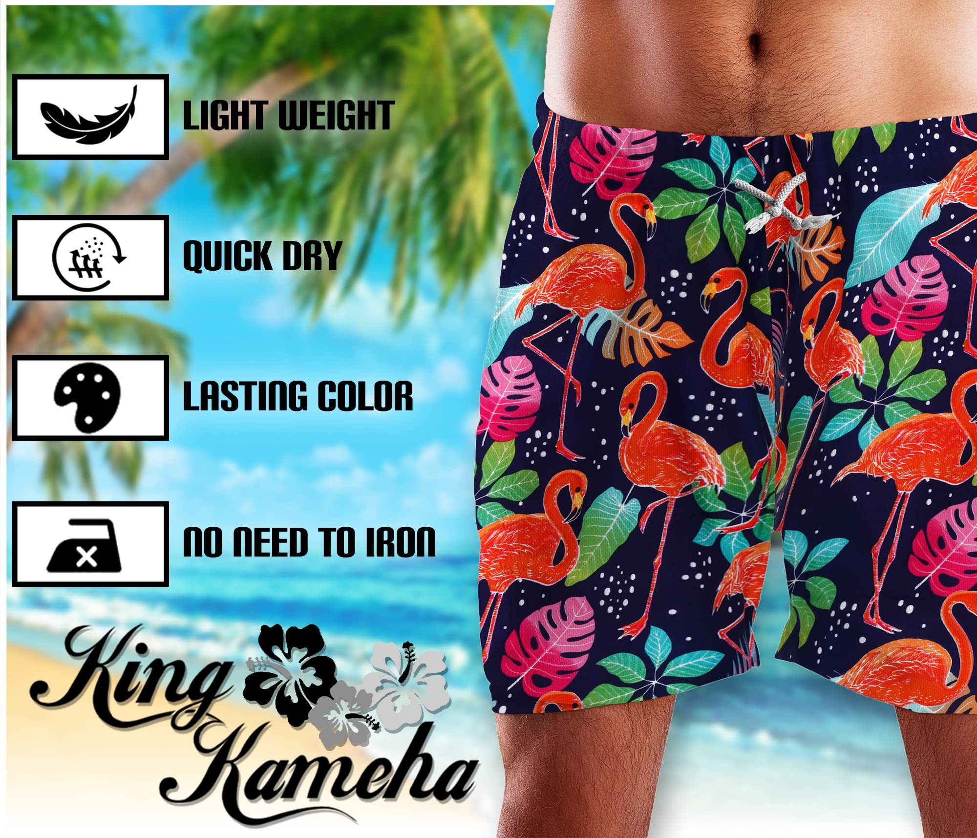 King Kameha Badeshorts Funky Flamingos Hawaii günstig online kaufen