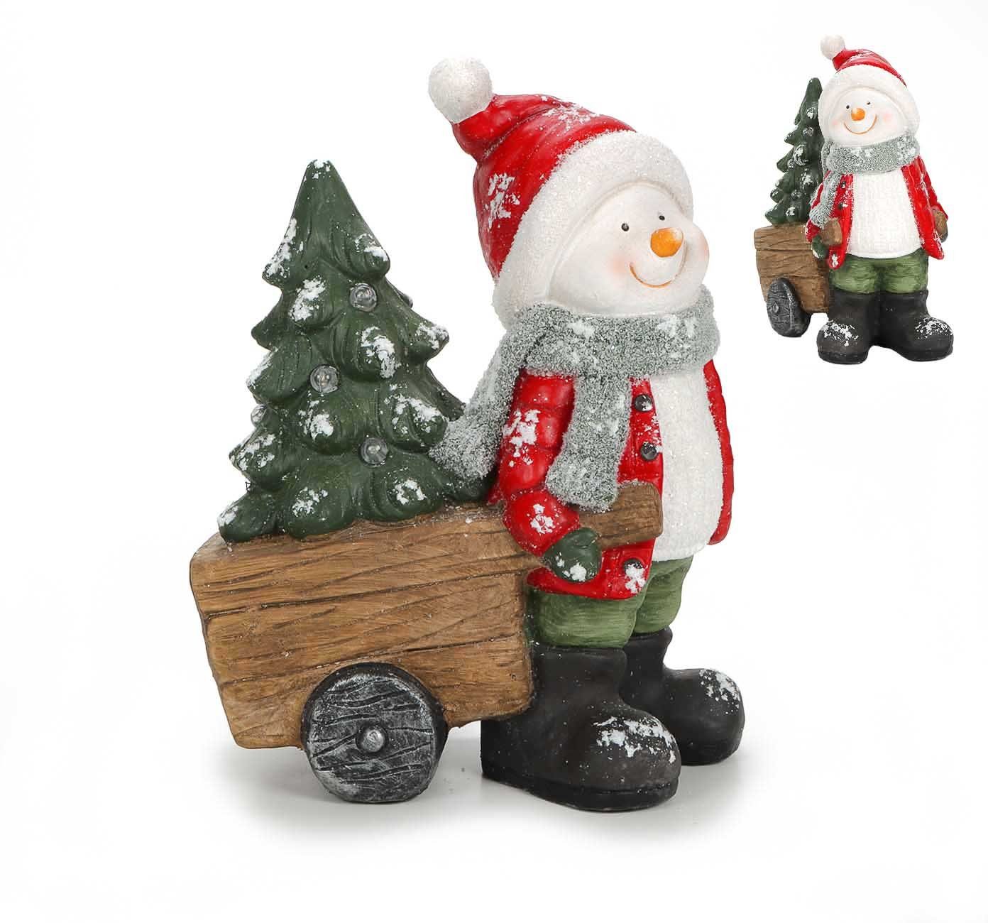 Bubble-Store Weihnachtsfigur mit rot Handwagen), Beleuchtung Schneemann mit Weihnachtsfigur (Schneemann
