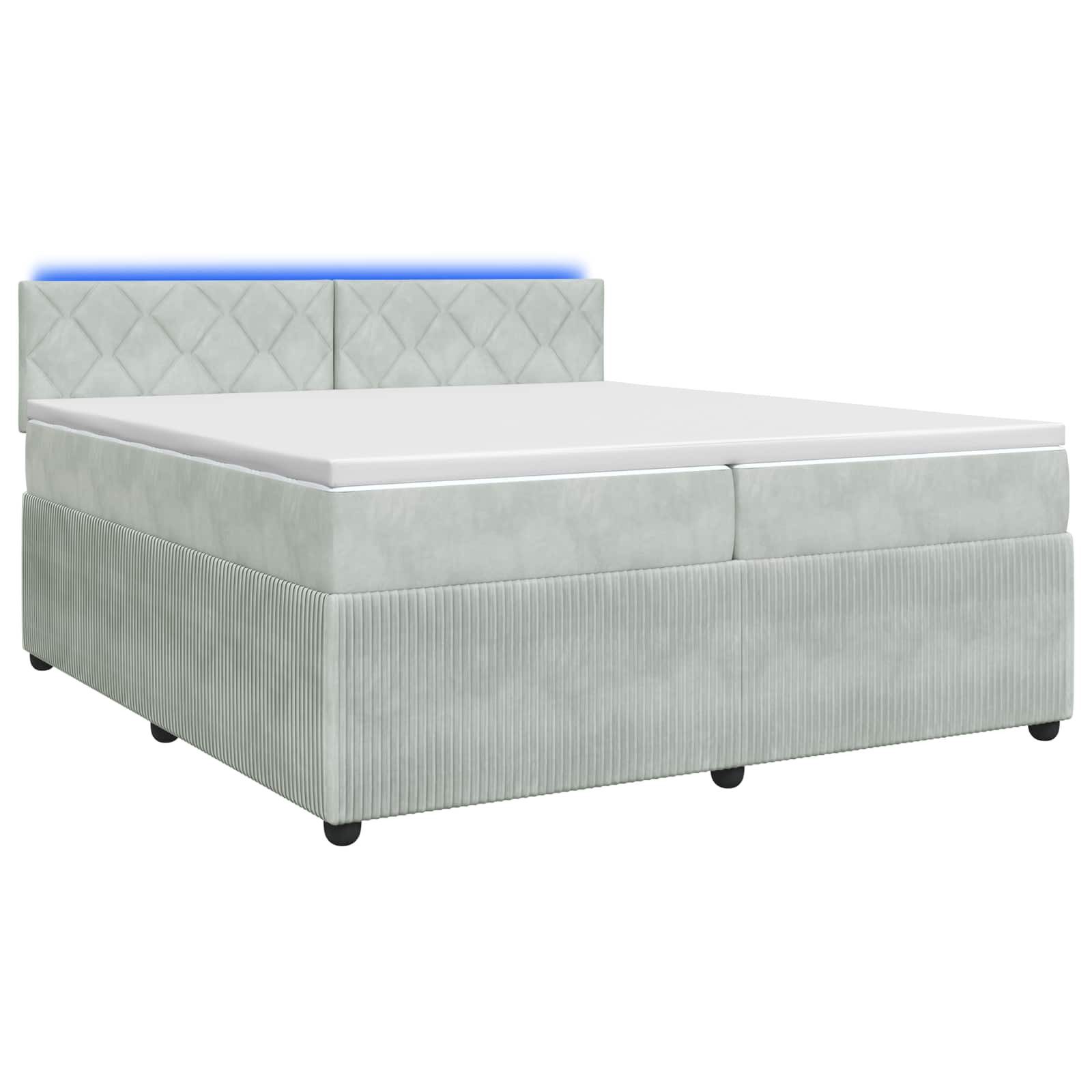 vidaXL Bett Boxspringbett mit Matratze Hellgrau 200 x 200 cm Samt (1-tlg)
