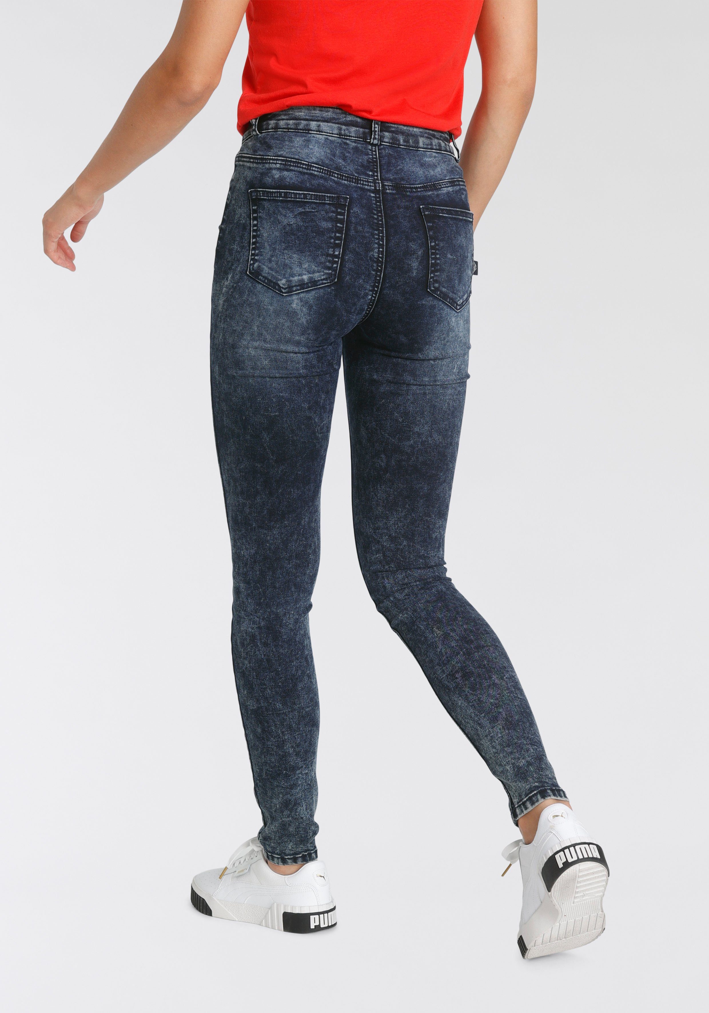 washed Moonwashed Ultra darkblue-moonwashed Skinny-fit-Jeans moon Jeans Stretch Arizona