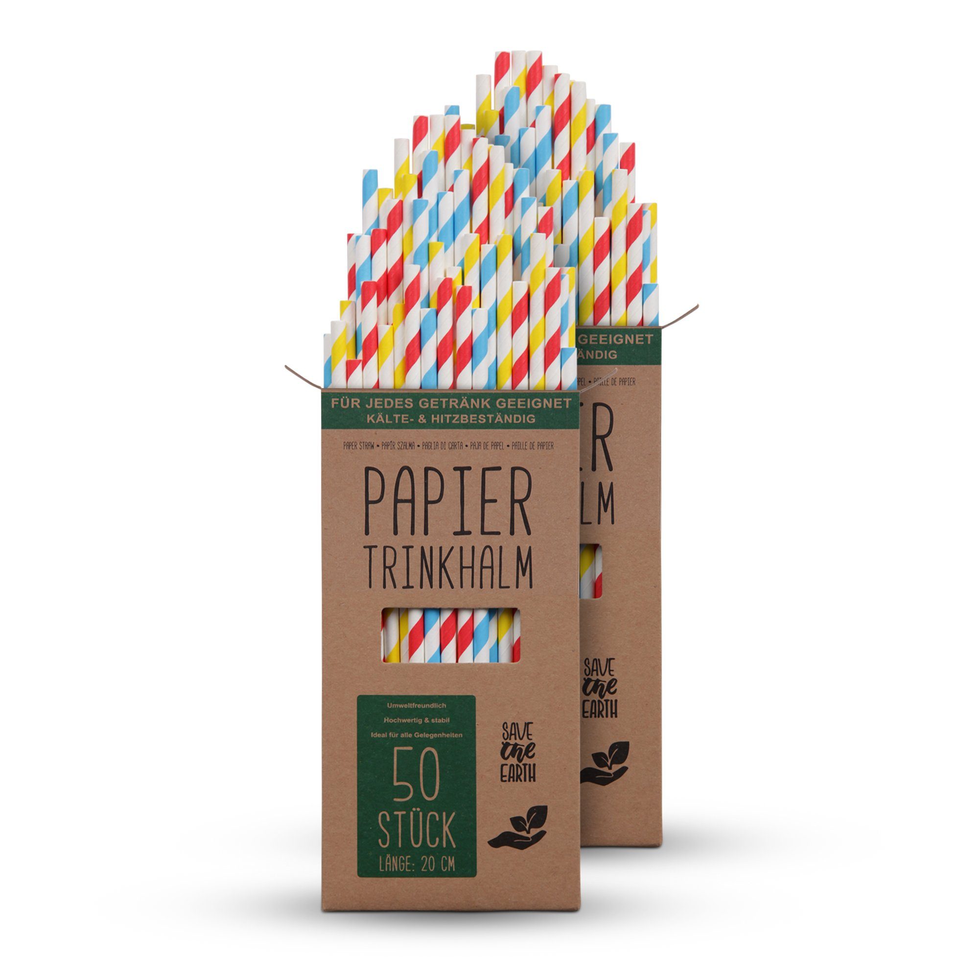 Bestlivings Trinkhalme bunt Mehrfachpack, (100/150/200, 100-tlg), Länge 20 cm, 100% Kraftpapier, robust, geschmacks- und geruchsneutral