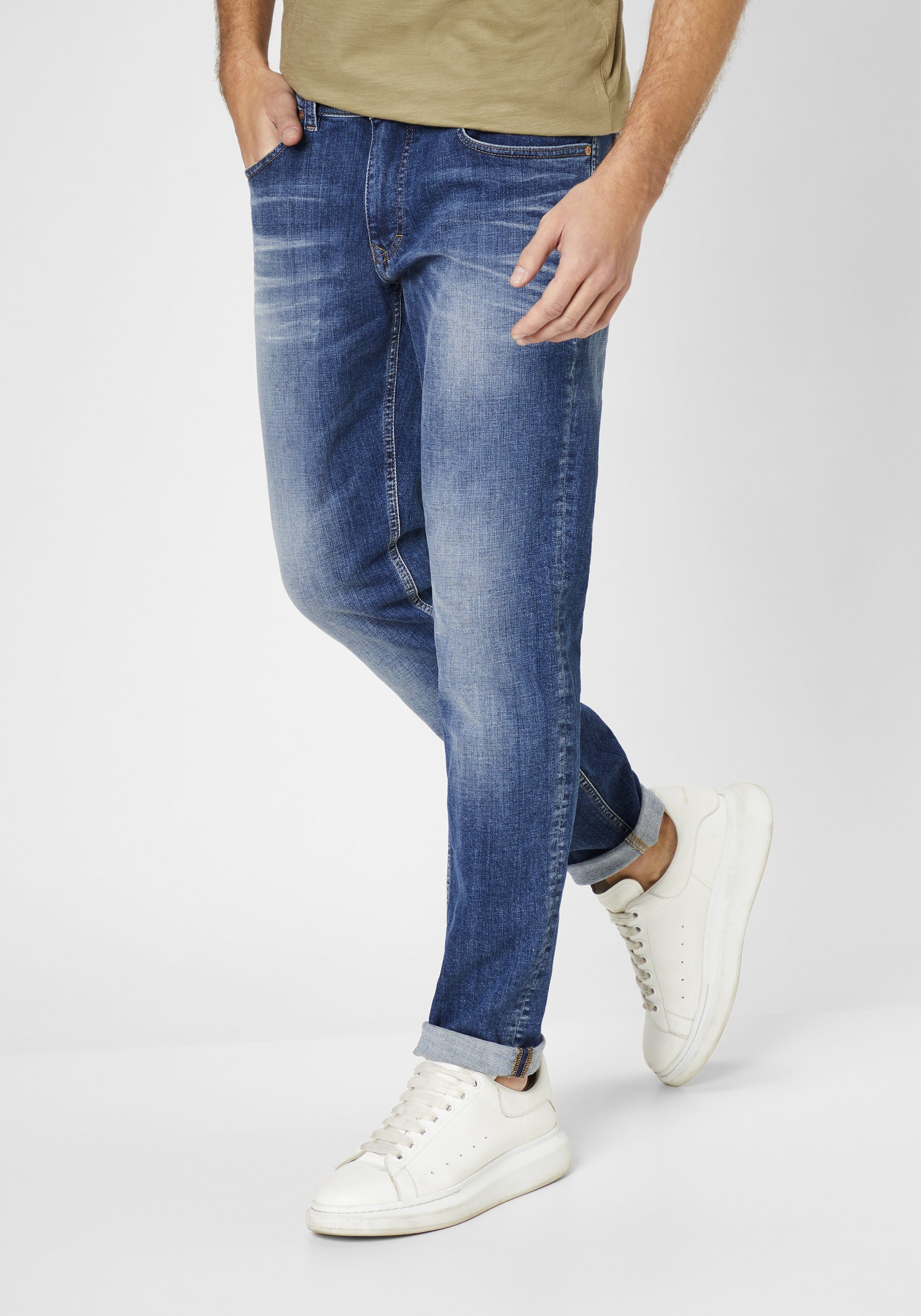blue wash DEAN Jeanshose vintage Stretch Slim-fit-Jeans Paddock's mit