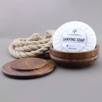 JAG SHAVING Rasierschale Rasierseife-Rasierschale. Hochwertiges Holz in Premium-Qualität, 2in1, 2-tlg., bowl+soap, mit Deckel abdecken