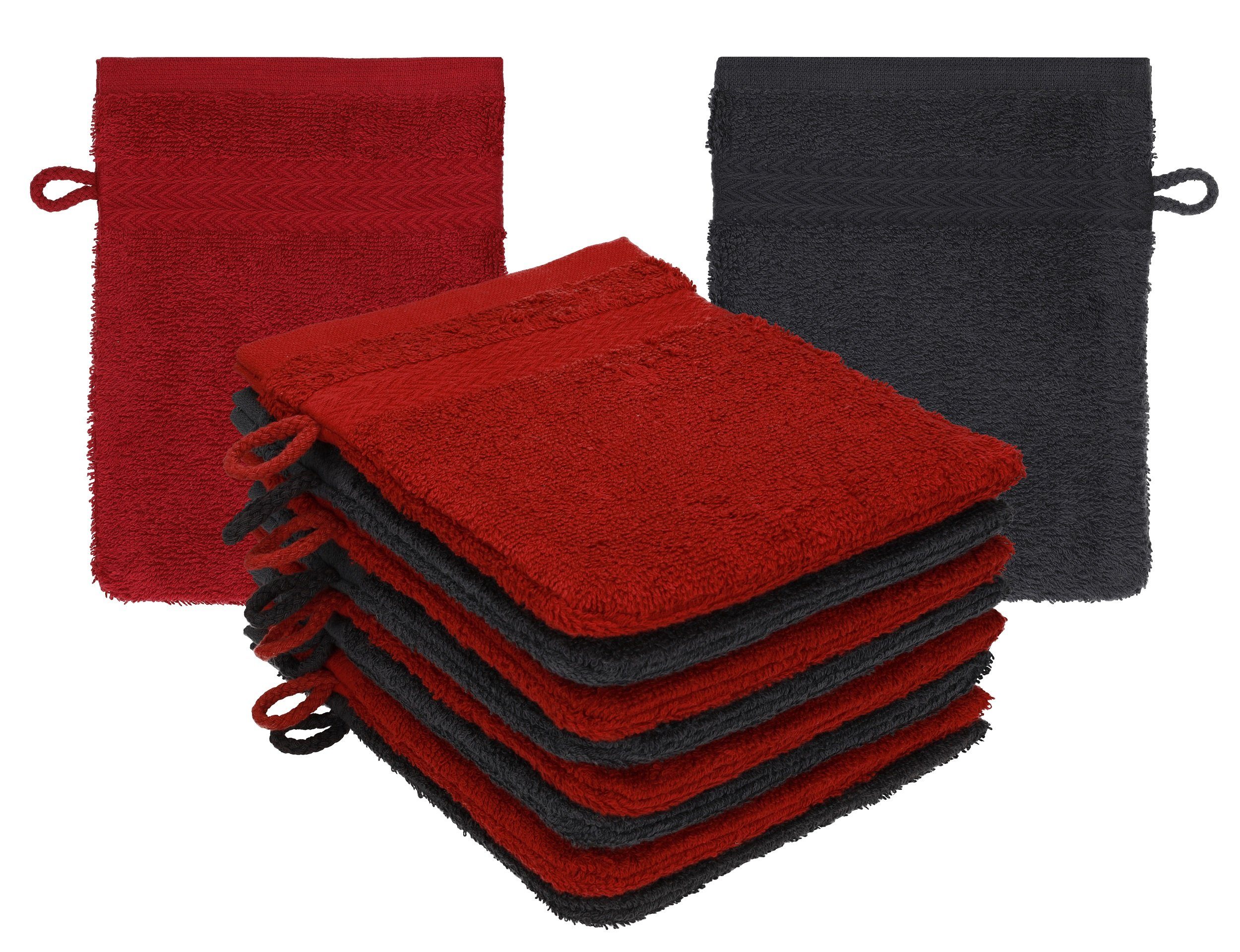 Betz Waschhandschuh 10 Stück Waschhandschuhe Premium 16x21 cm Farbe rubinrot und graphit, (10-St)