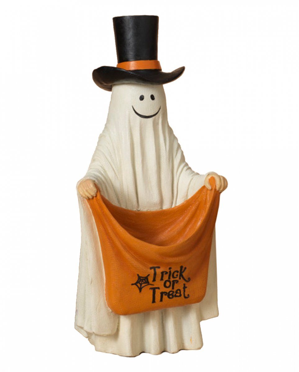 Horror-Shop Dekofigur Halloween Deko Figur Geist mit Trick or Treat Tasc