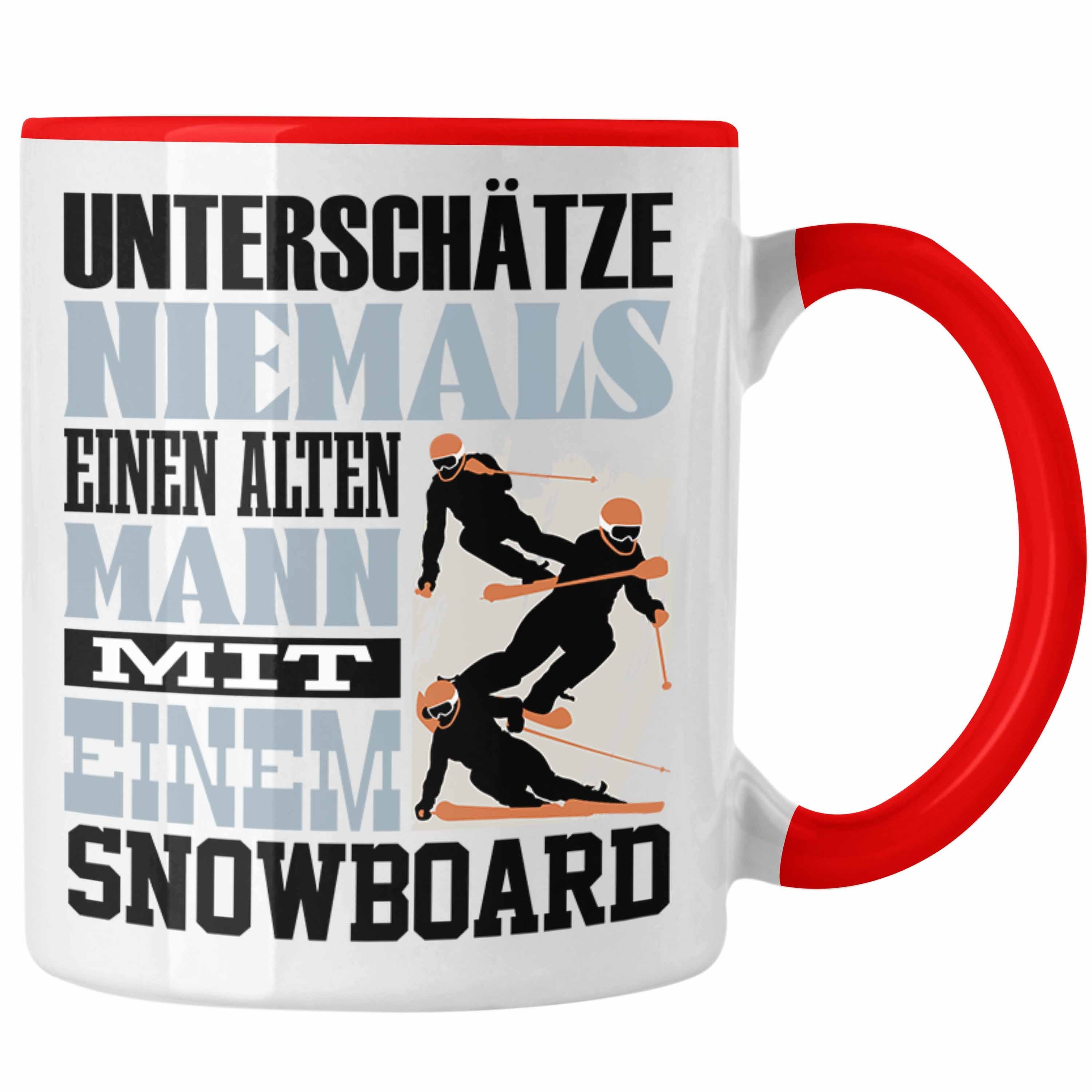 Trendation Tasse Snowboard Tasse Geschenk für Snowboardfahrer Lustiger Spruch Untersch Rot