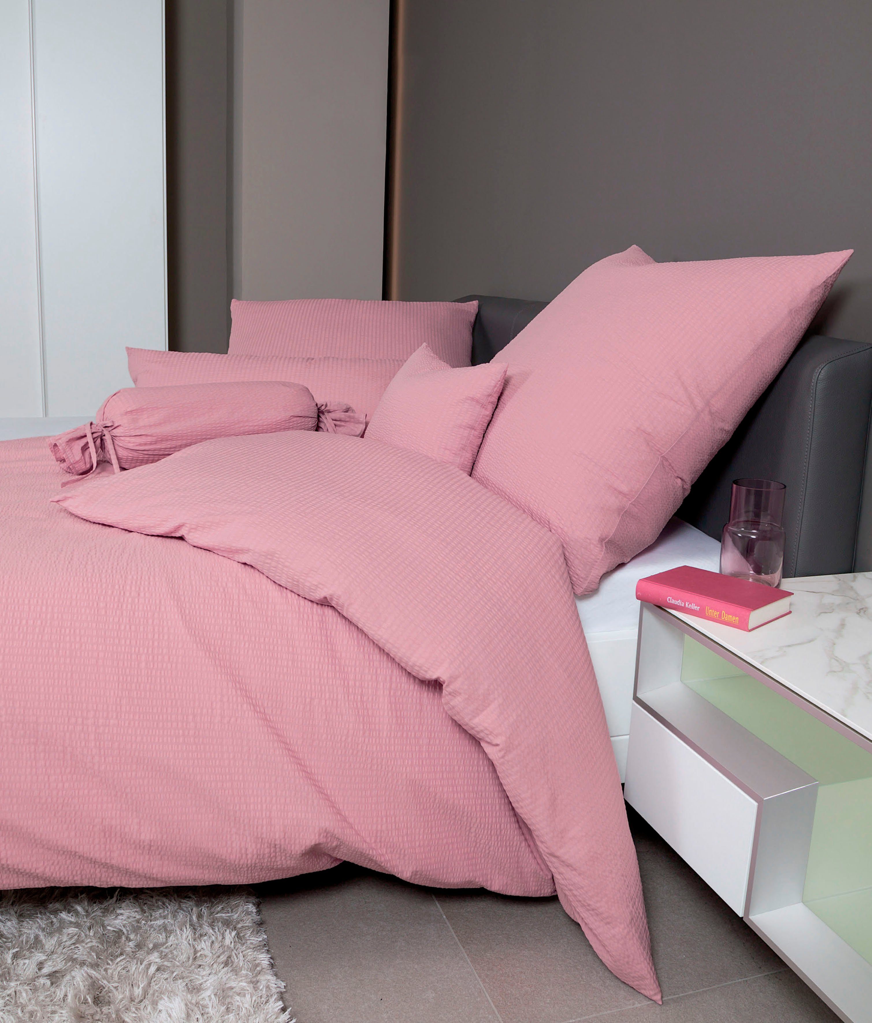 Janine Bettwäsche PIANO 0125 31 135X200,80x80, Soft-Seersucker, 3 teilig, mit Reißverschluss