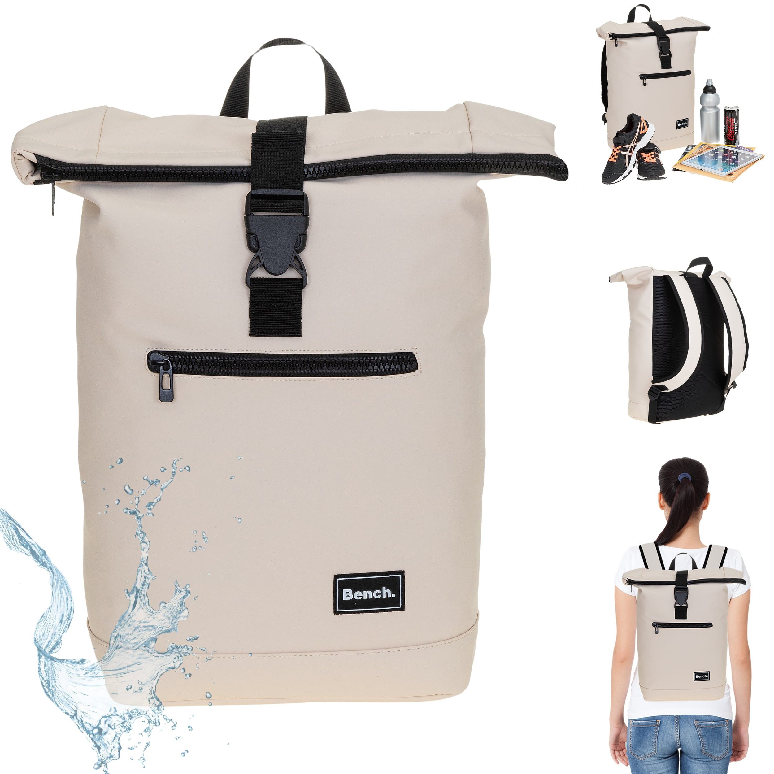 Bench. Freizeitrucksack Roll-Top Kurierrucksack Hydro aus Plane wetterfest günstig online kaufen