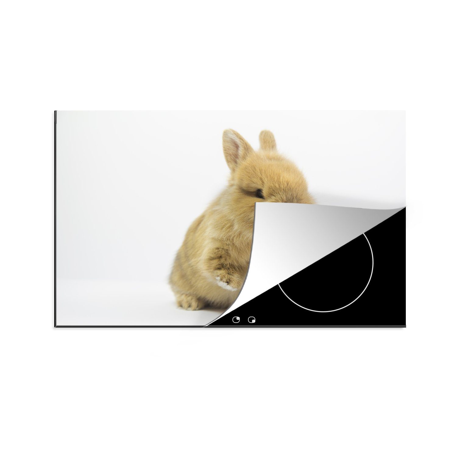 MuchoWow Herdblende-/Abdeckplatte Kaninchen - Baby 81x52 (1 Induktionskochfeld Schutz Ceranfeldabdeckung cm, für küche, - die Vinyl, Apfel, tlg)