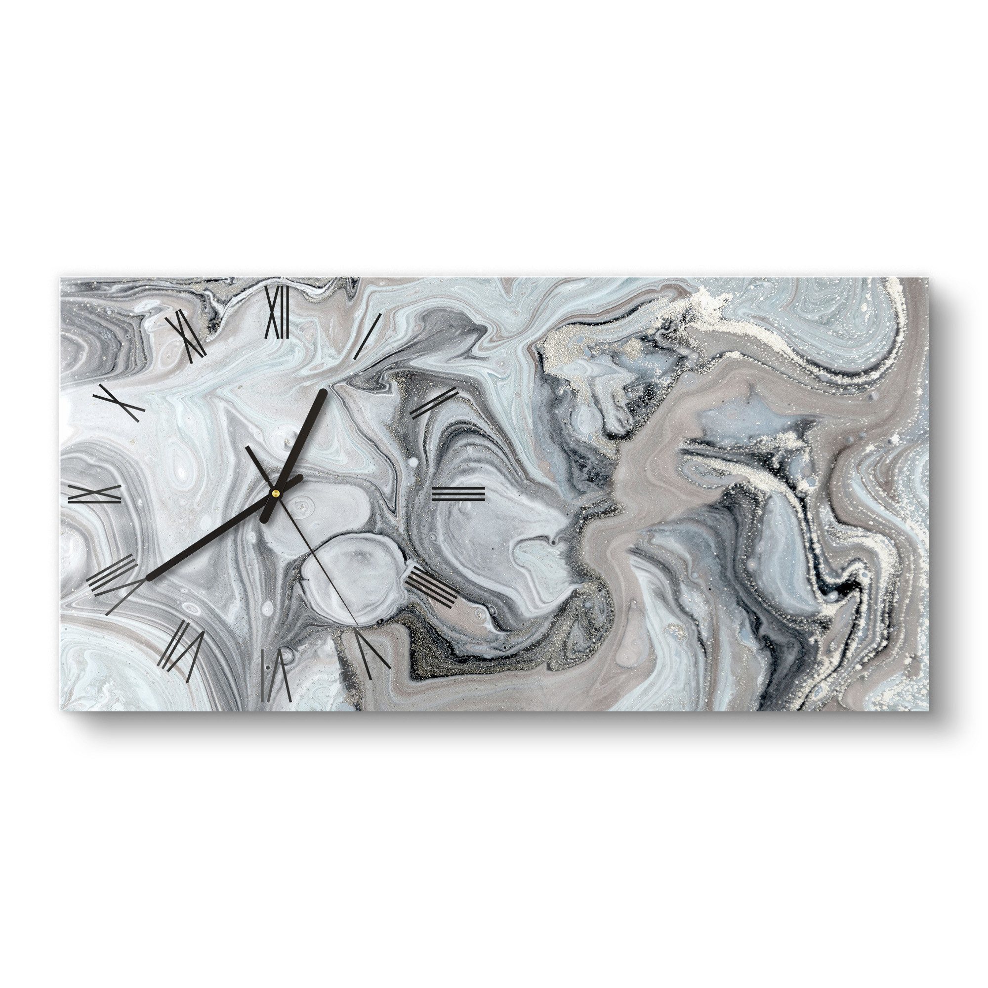 DEQORI Wanduhr 'Organische Eleganz' (Glas Glasuhr modern Wand Uhr Design Küchenuhr)