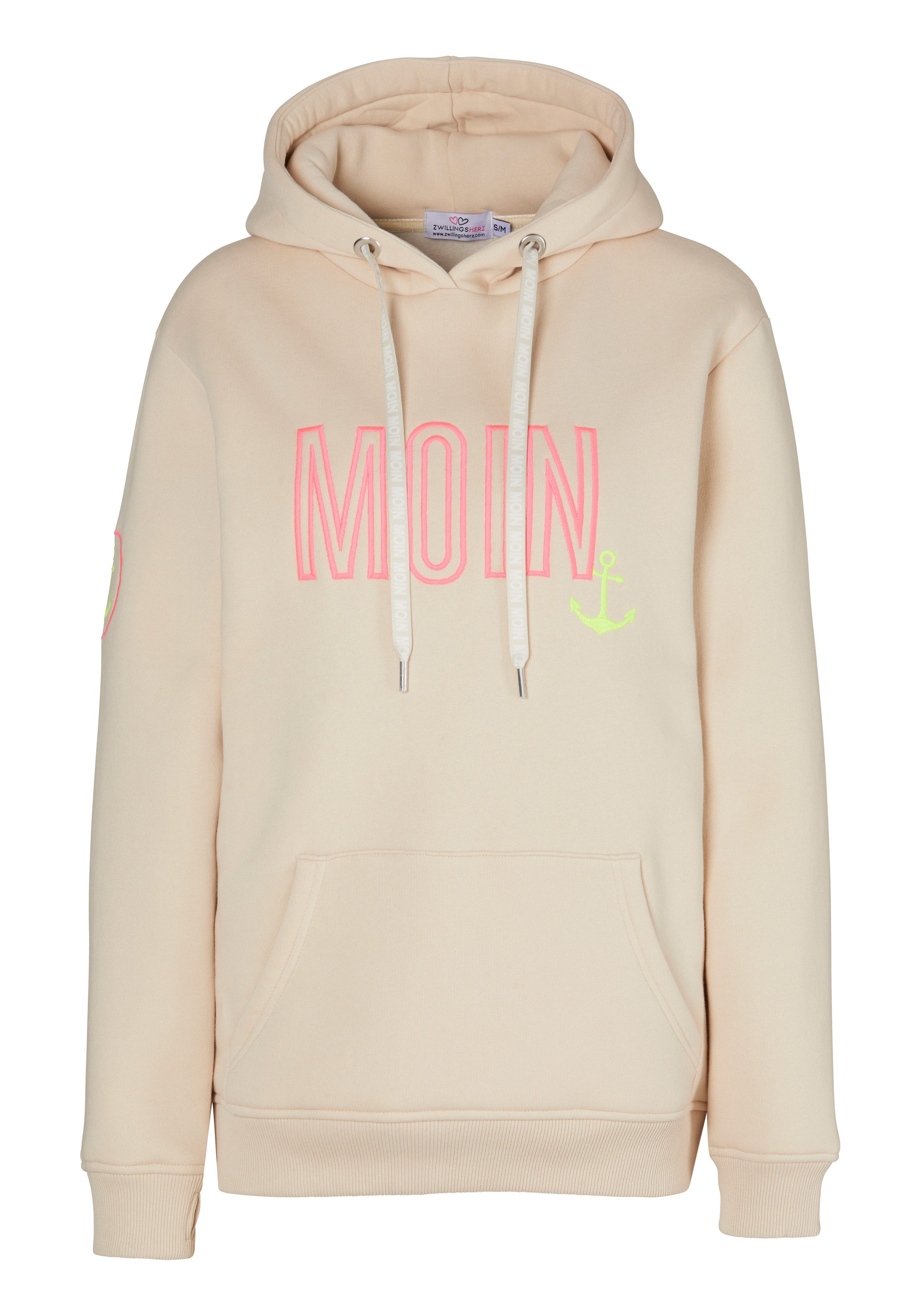 Zwillingsherz Hoodie Limited Edition Langarm, Kapuze, Anker Motiv, exklusiv günstig online kaufen