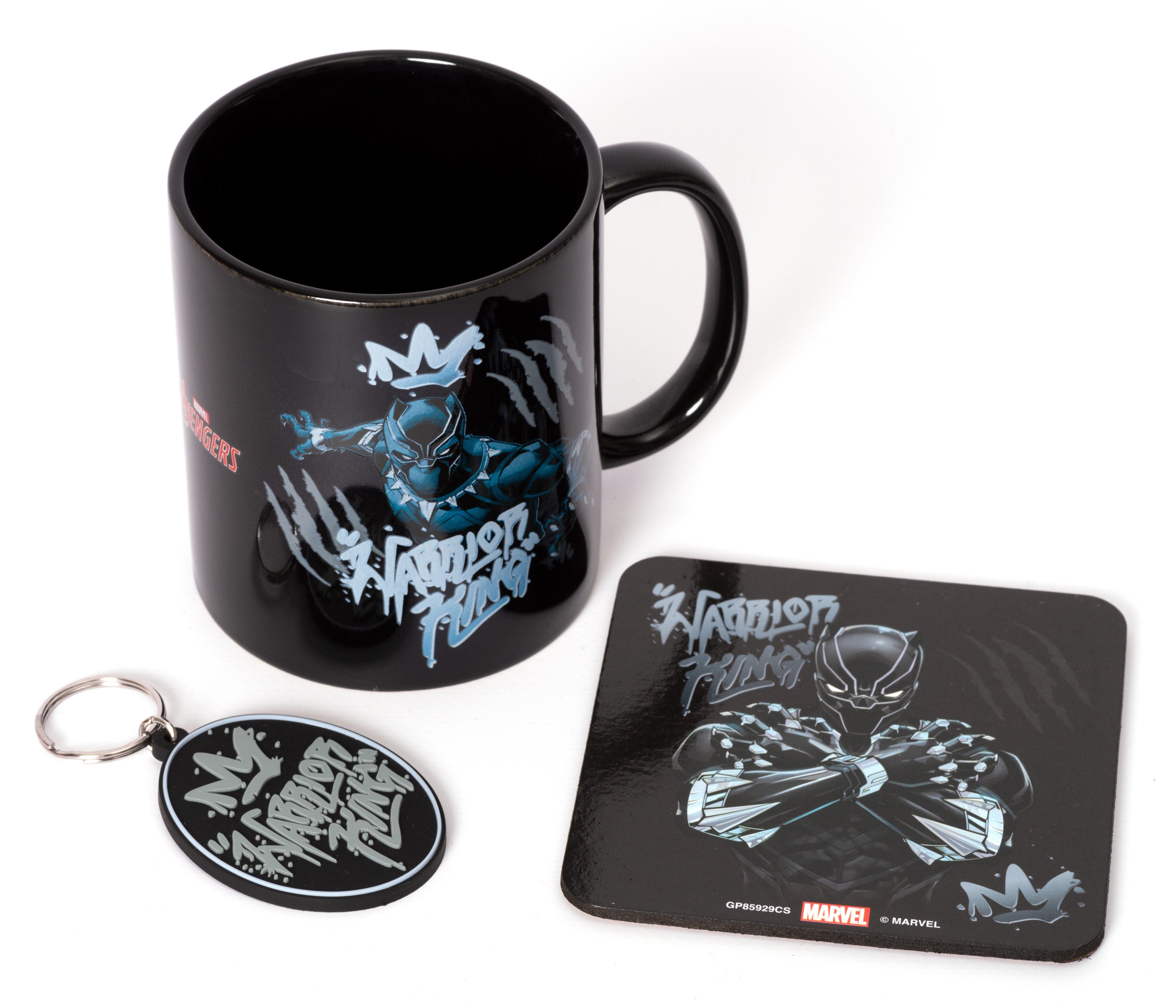 PYRAMID Tasse Geschenkset (Tasse, Untersetzer & Schlüsselanhänger) - Black Panther (