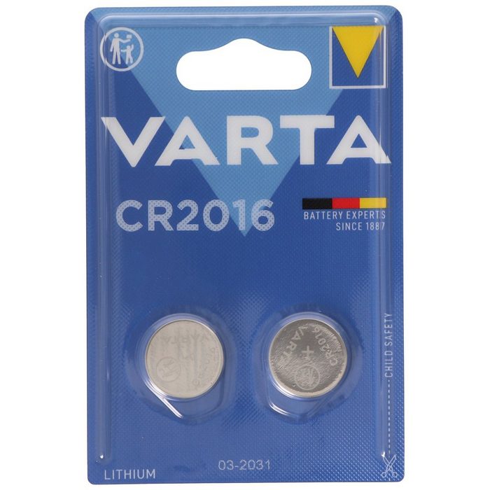 VARTA 2 Stück Varta CR2016 Lithium Batterie IEC CR 2016 Batterie