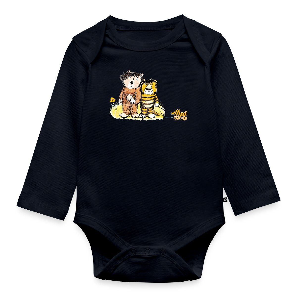 Spreadshirt Langarmbody Janosch Tiger, Bär und Tigerente auf Wiese Baby Body Langarm (1-tlg)