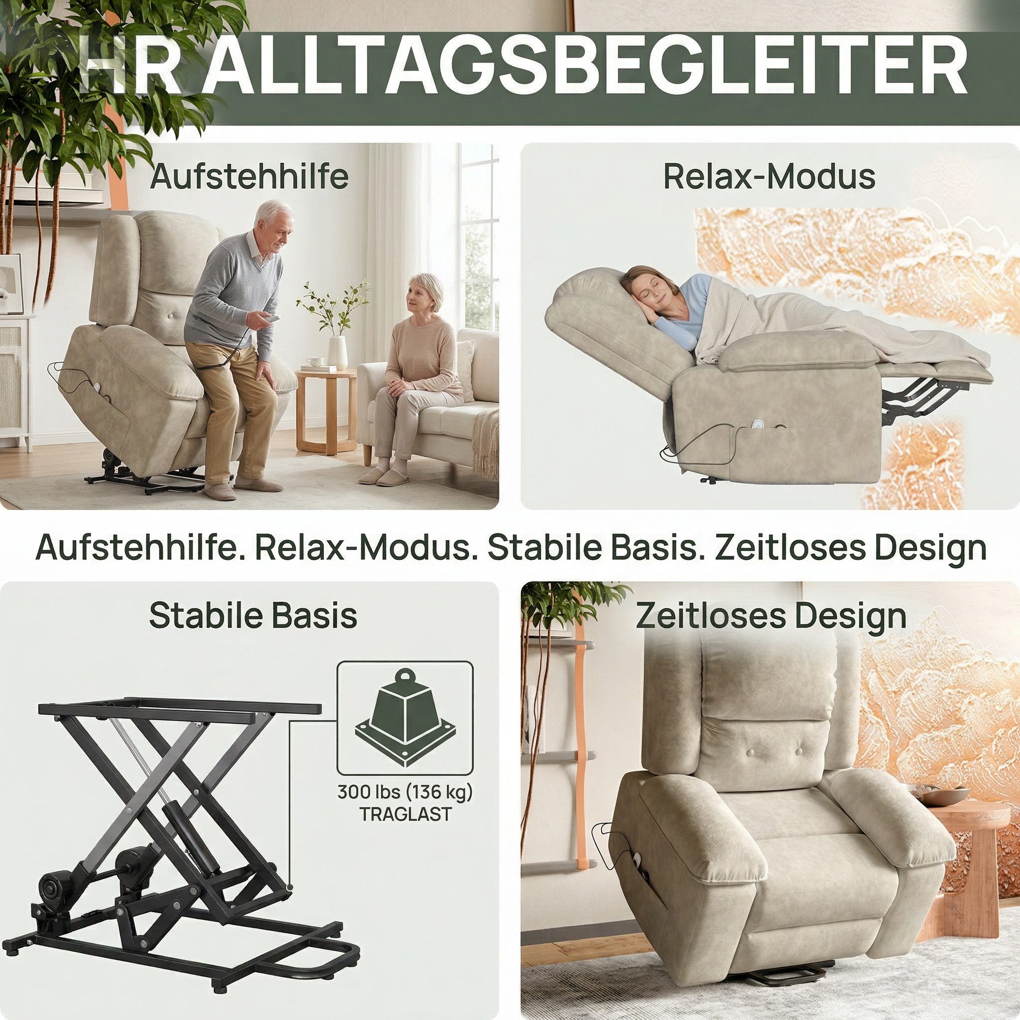 PXloue Massagesessel TV-Sessel Elektrisch Massage Relaxsessel Schlafsessel Fernsehsessel (inkl. Aufstehhilfe und Fernbedienung), mit Liegefunktion Massagefunkti – Bild 5 von 5