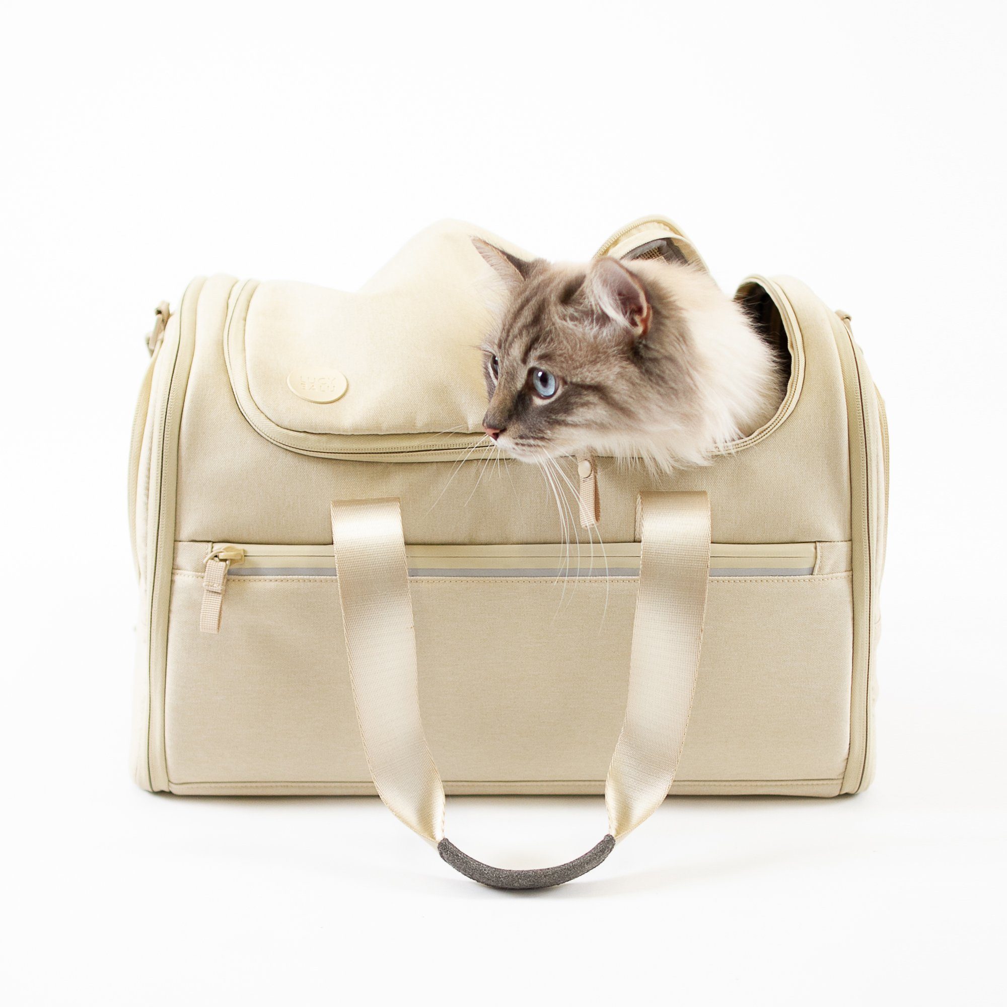 LucyBalu Tiertransporttasche Designer Katzentransporttasche, Tragetasche für Katzen mit Fenster bis 10,00 kg