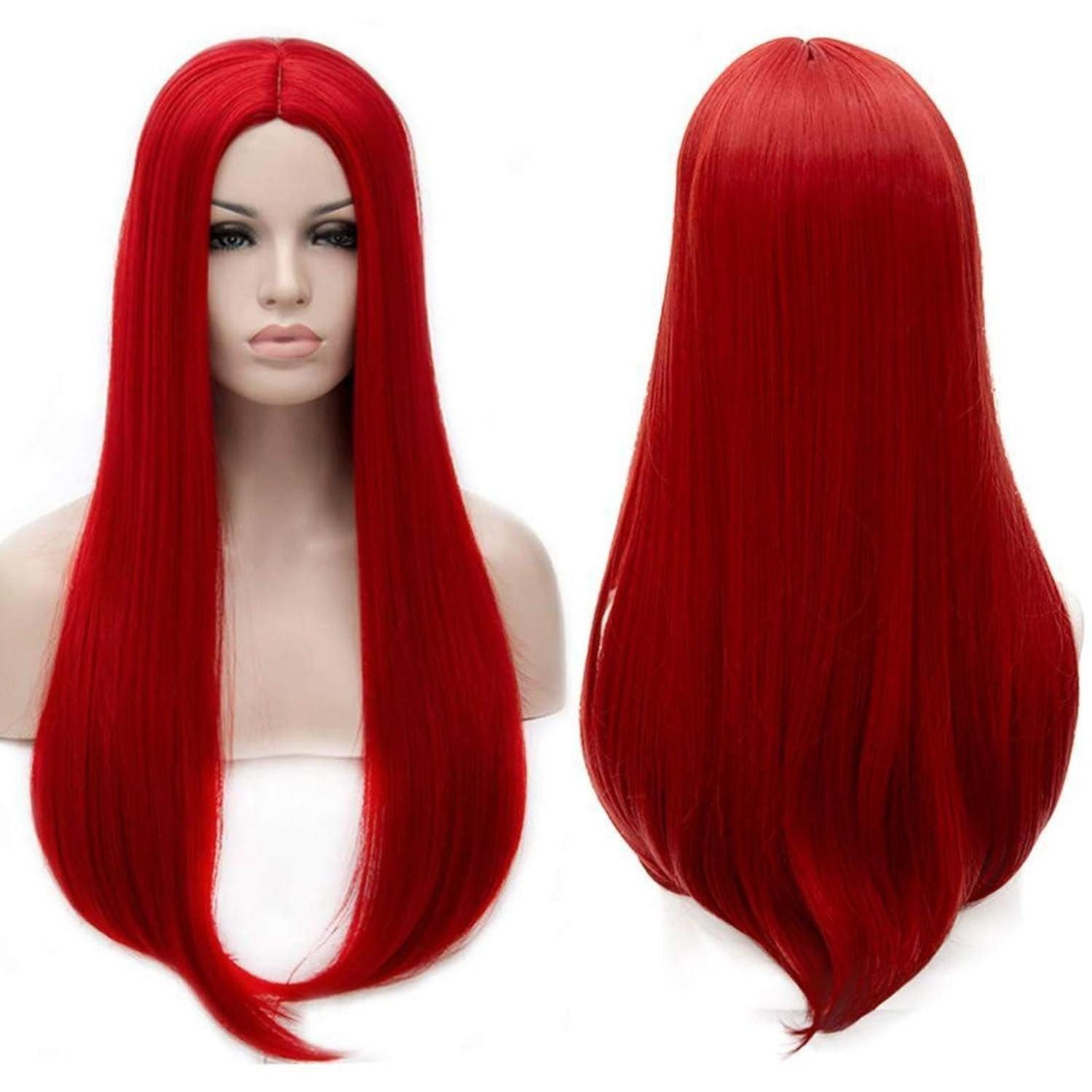 LuxusKollektion Kostüm-Perücke Perücke Damen Rot Lang Glatt Cosplay Kostüm 24 Zoll Glattes Haar-Rot