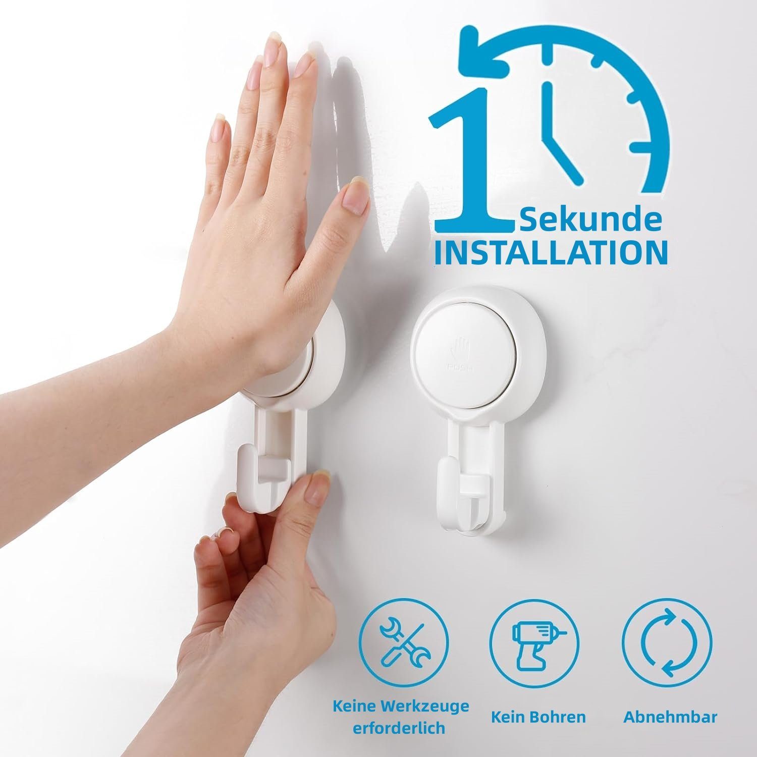 Elegear Wandhaken Wandhaken 4 Saugnapf Haken Handtuchhaken Ohne Bohren, Bad günstig online kaufen