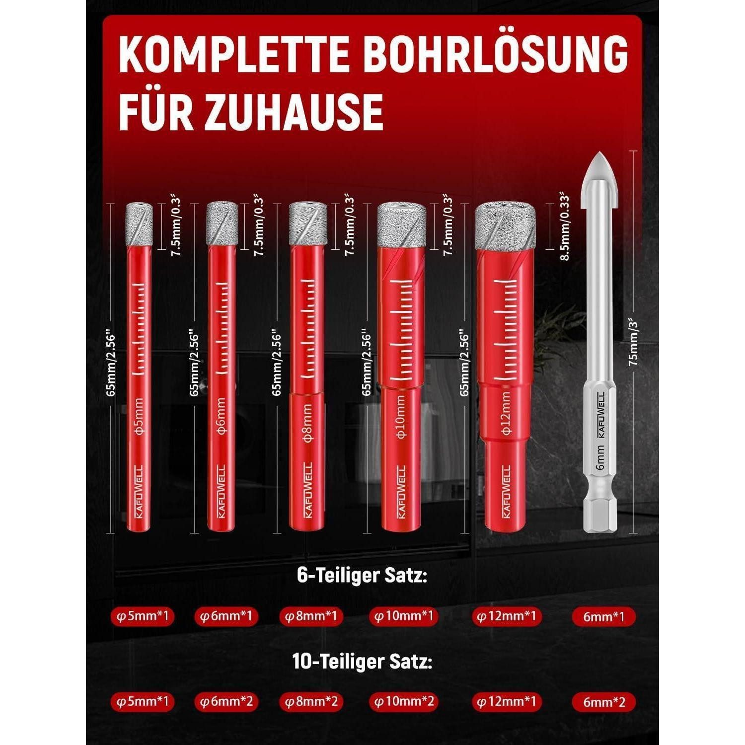 LuxusKollektion Fliesenbohrer Fliesenbohrer Diamantbohrer Karbidbohrer Feinsteinzeug 6