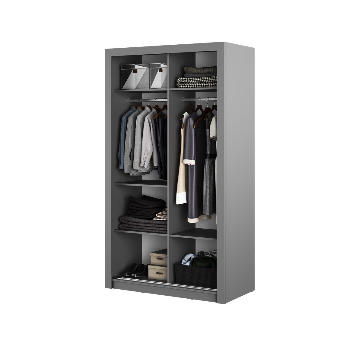 Compleo ARTI cm kleiner mit Breite Spiegel, 120 Modern 19, Kleiderschrank Garderobe grau Schwebetürenschrank