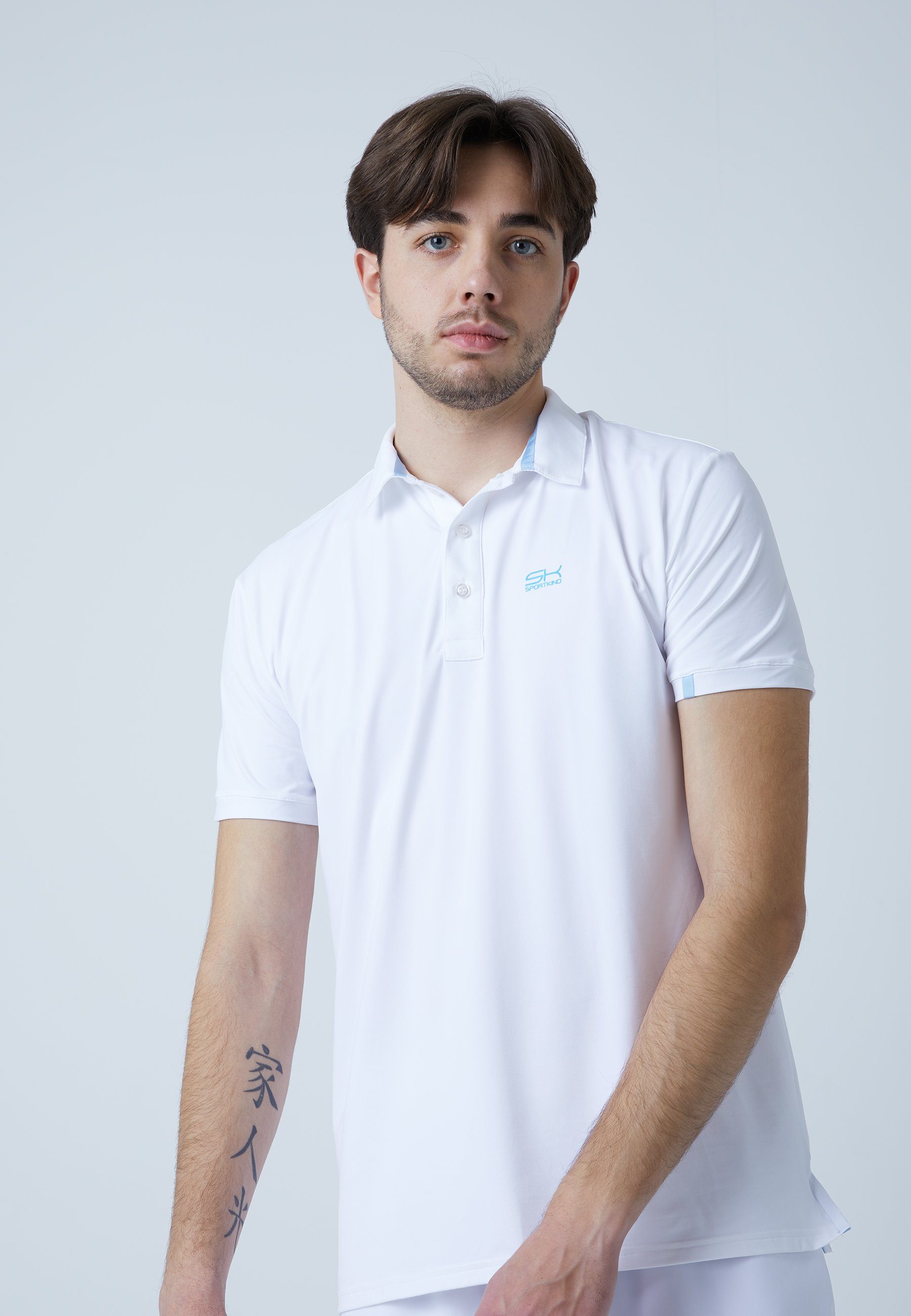 SPORTKIND Funktionsshirt Golf Polo Shirt Kurzarm Jungen & Herren weiß | Funktionsshirts