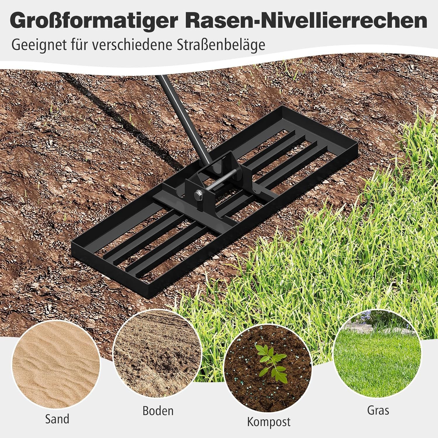 KOMFOTTEU Rasenrechen Nivellierrechen Gartenrechen