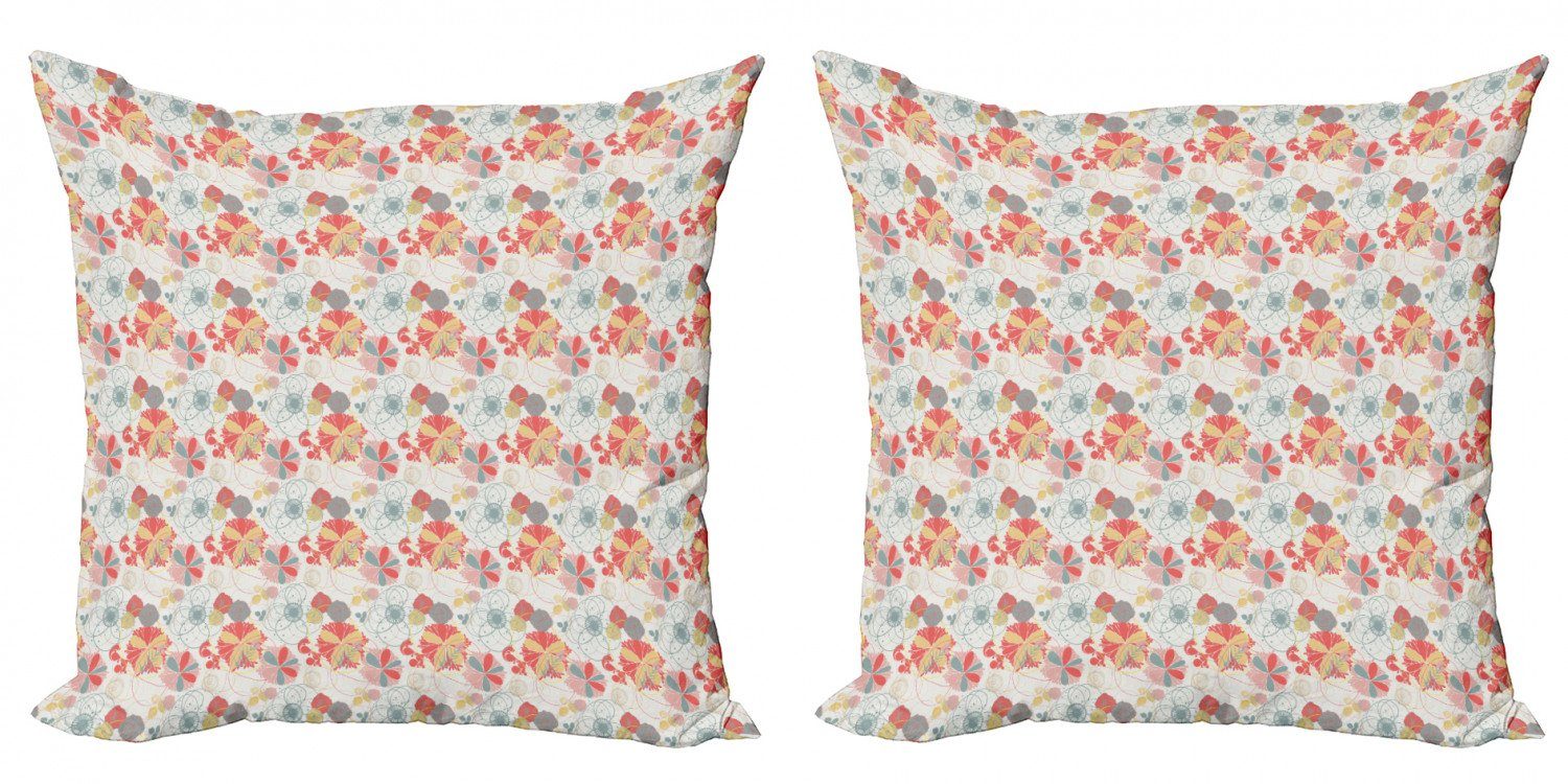 Kissenbezüge Modern Accent Doppelseitiger Digitaldruck, Abakuhaus (2 Stück), Blumen Retro warmen Farben Fall