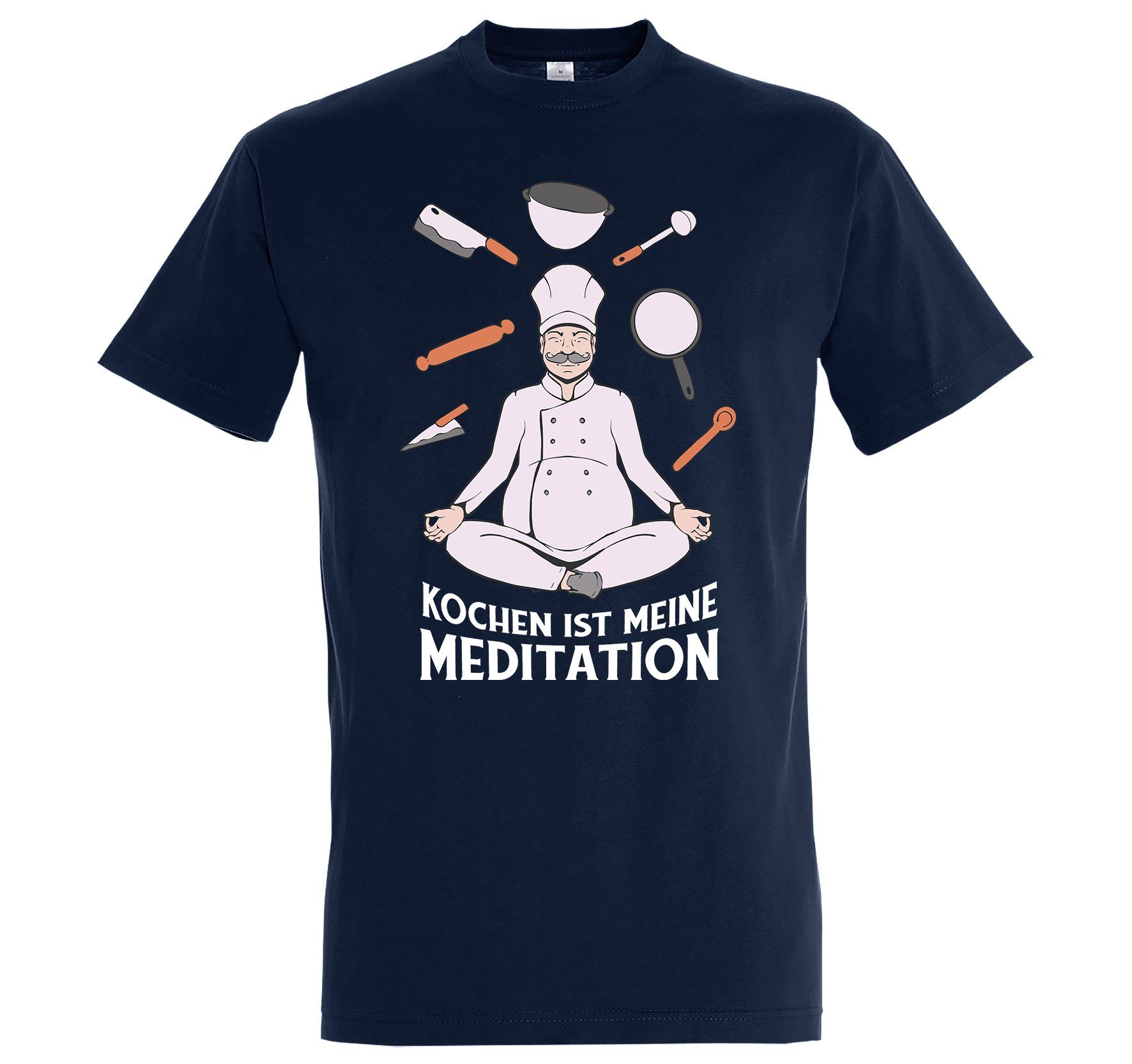 Youth Designz T-Shirt "Kochen Ist Meine Meditation" Herren T-Shirt mit lustigem Spruch Navy Blau