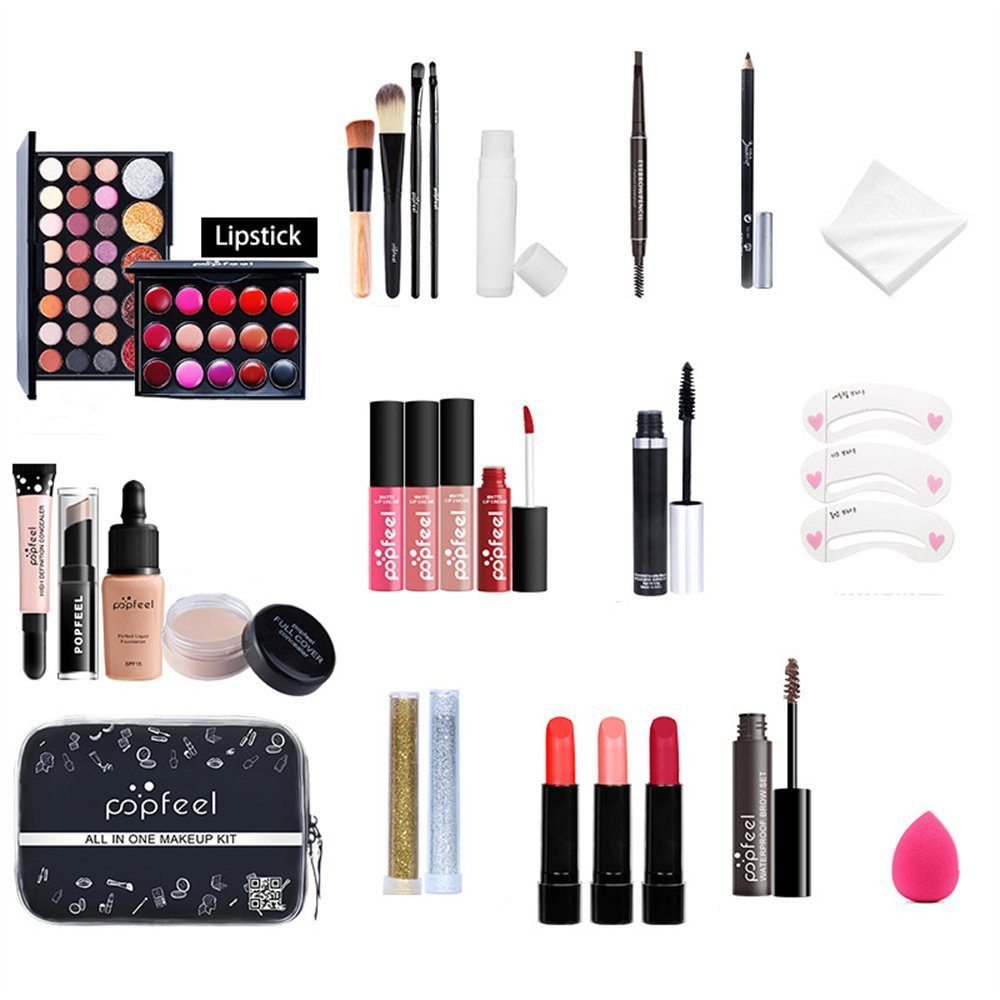 KINSI Make-up Set 27-teiliges Einsteiger Schminkset,Make-up Set für Damen - Schminkset, Komplettes Starter-Set, wasserdicht, tragbar