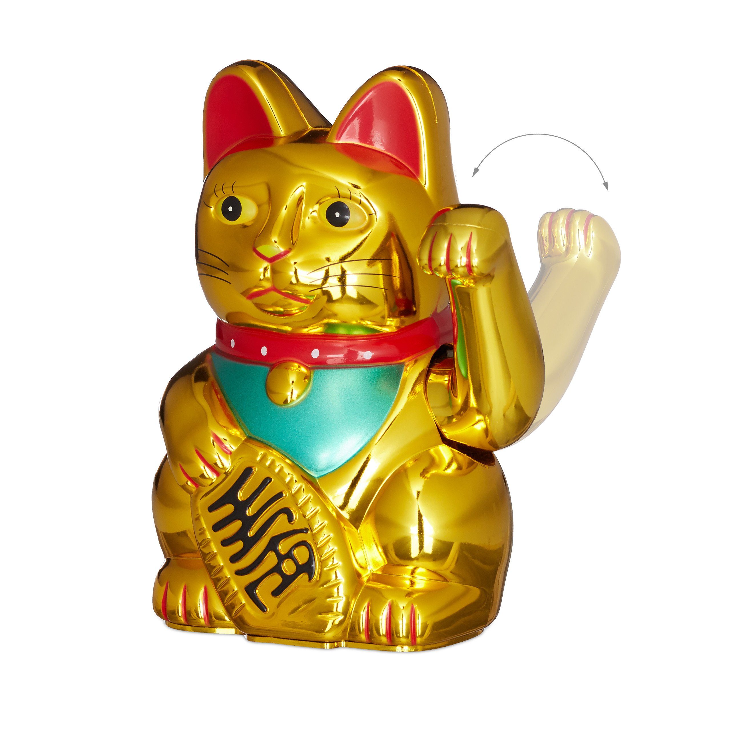 relaxdays Winkekatze 10x Maneki Neko Winkekatze 16 cm