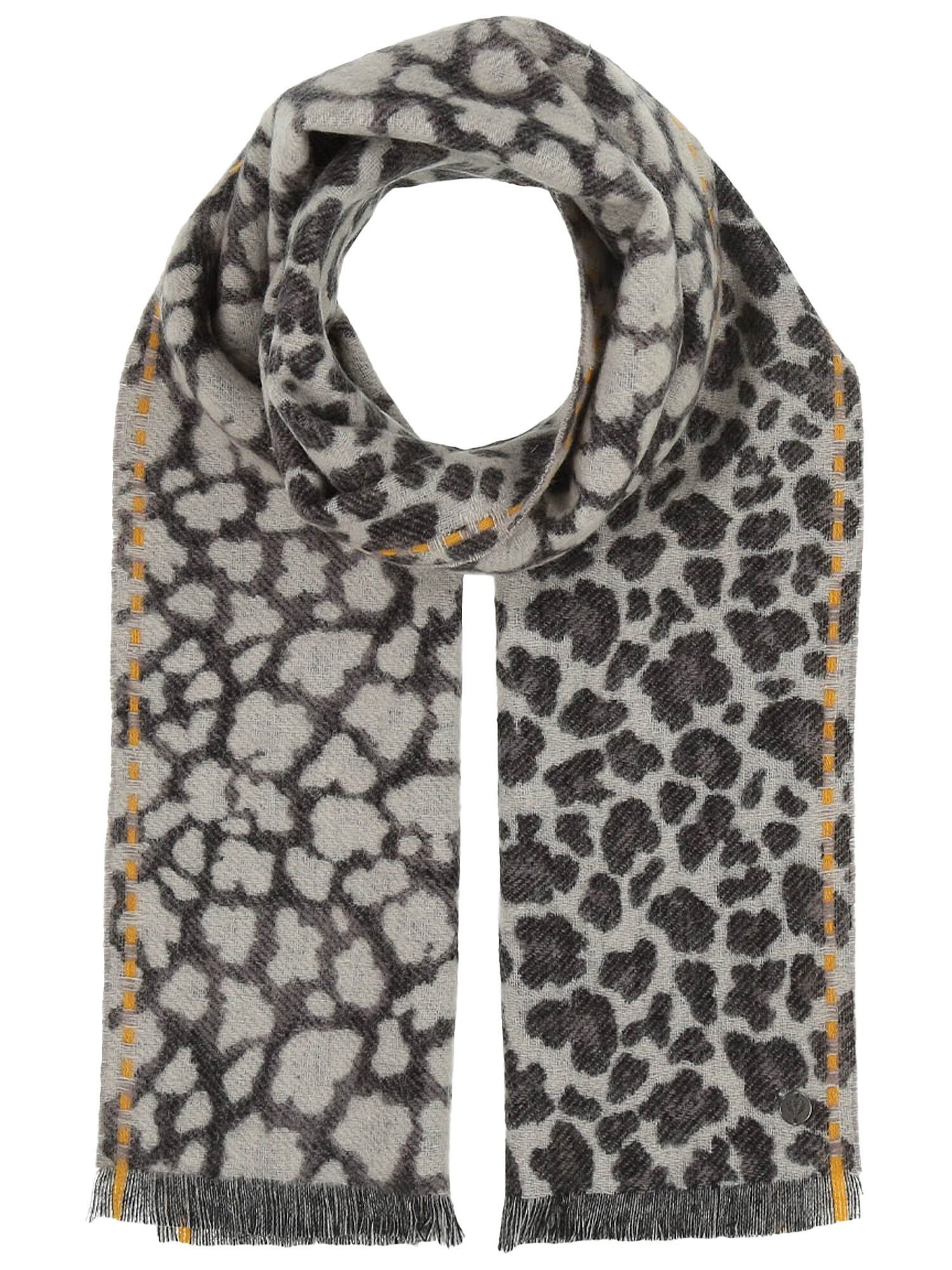 Fraas Modeschal Wollschal mit Leo-Design und Highlight-Streifen